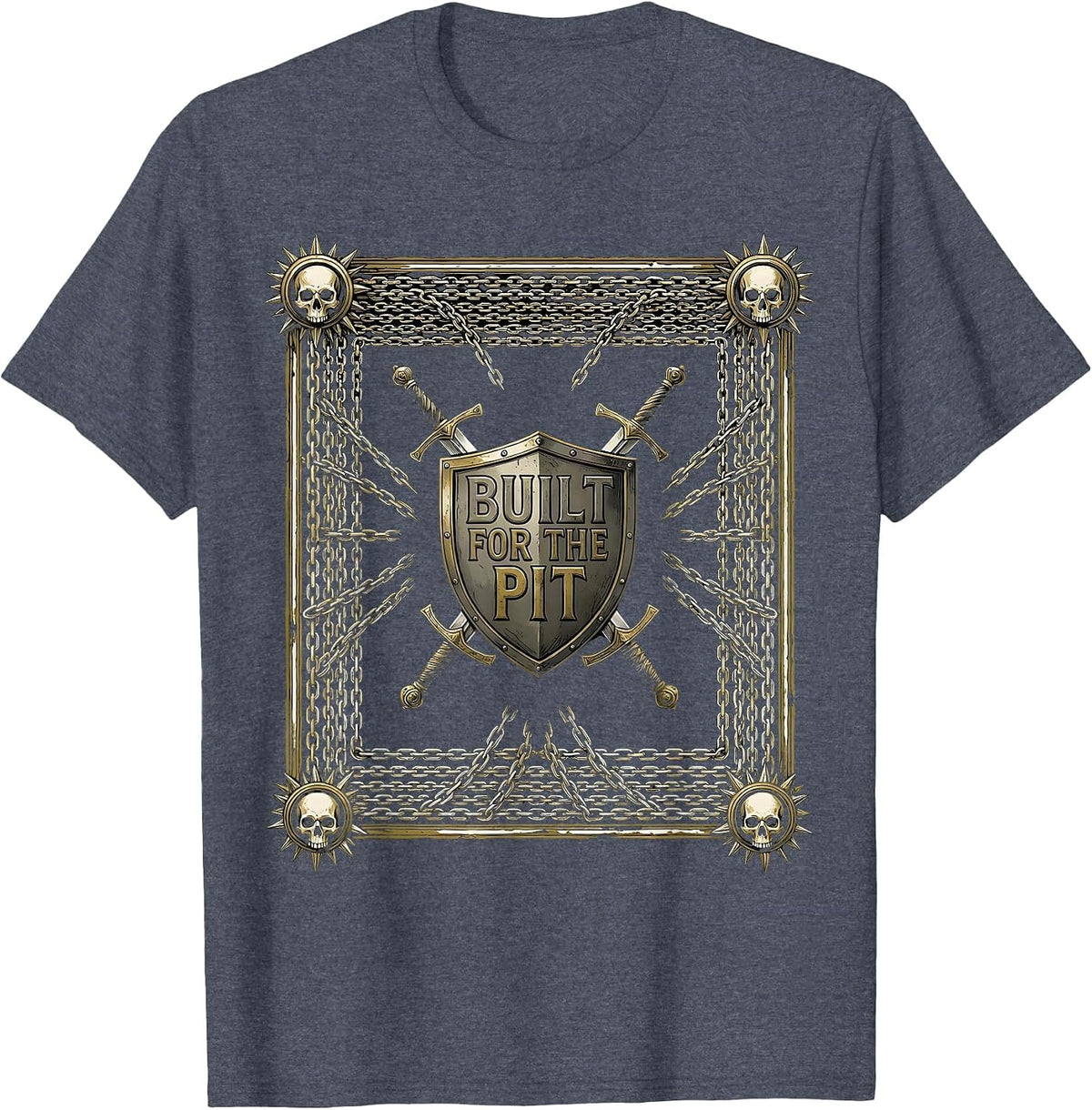 Built for the Pit Metal Music Graphic Design T-Shirt - Heather Blue