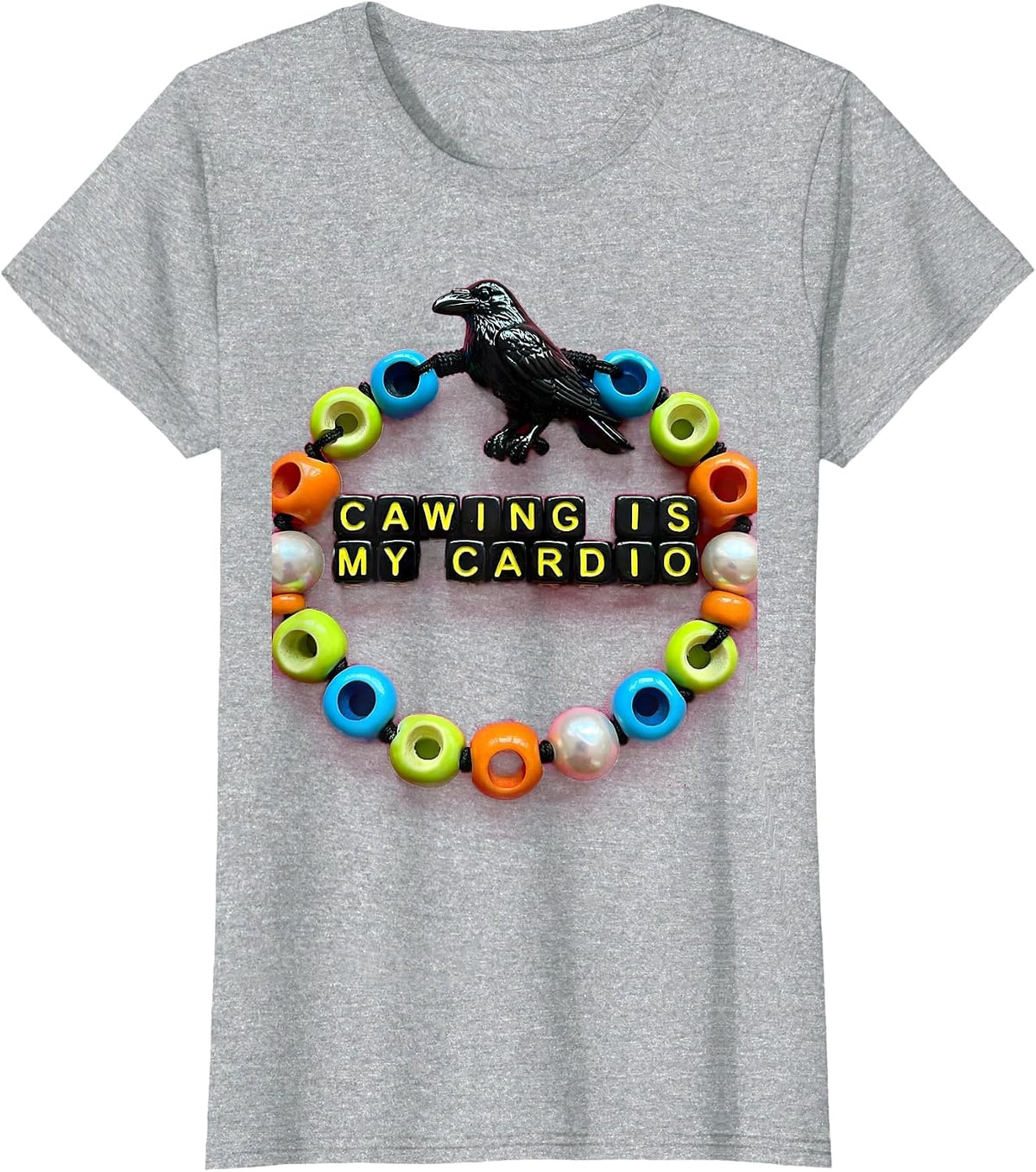 Cawing Is My Cardio Crow Bird Lover Design T-Shirt - Heather Grey