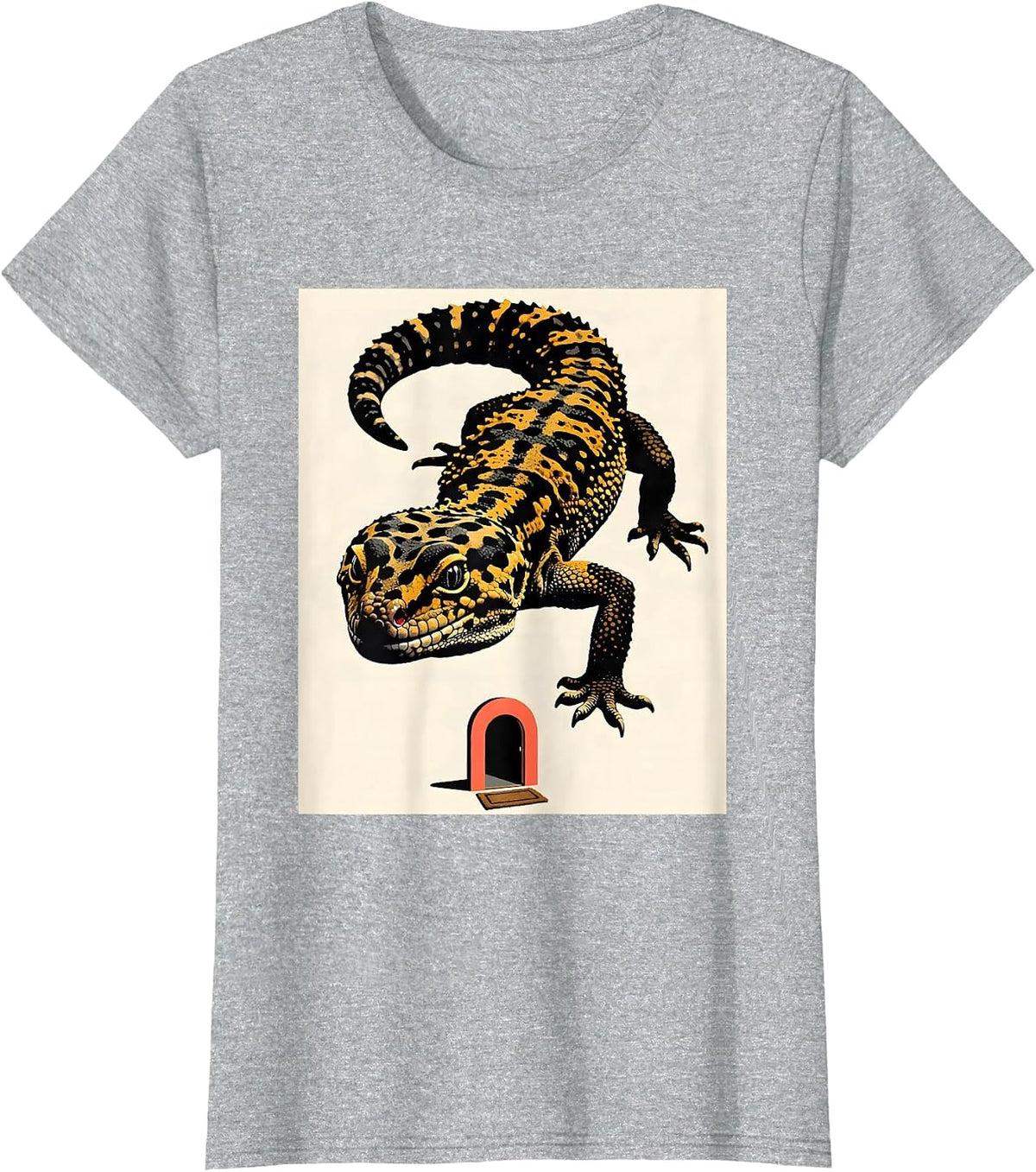 Leopard Gecko Blocking Door Funny Reptile Lover Gift T-Shirt - Heather Grey