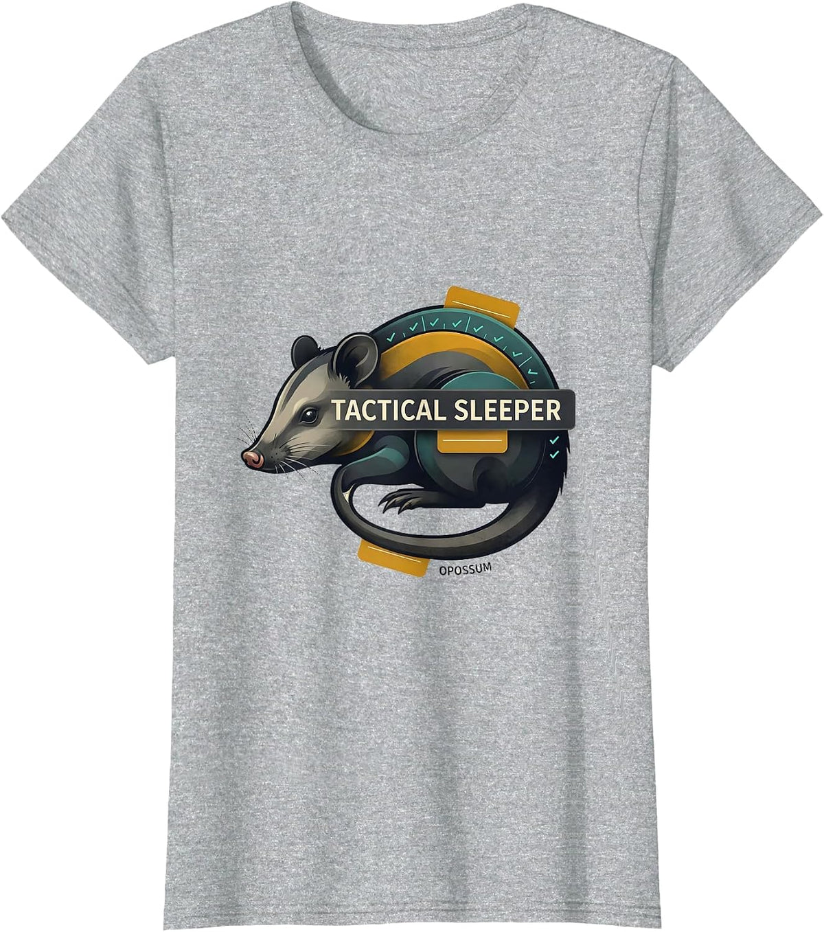 Opossum Tactical Sleeper Funny Animal Meme Sarcastic T-Shirt - Heather Grey
