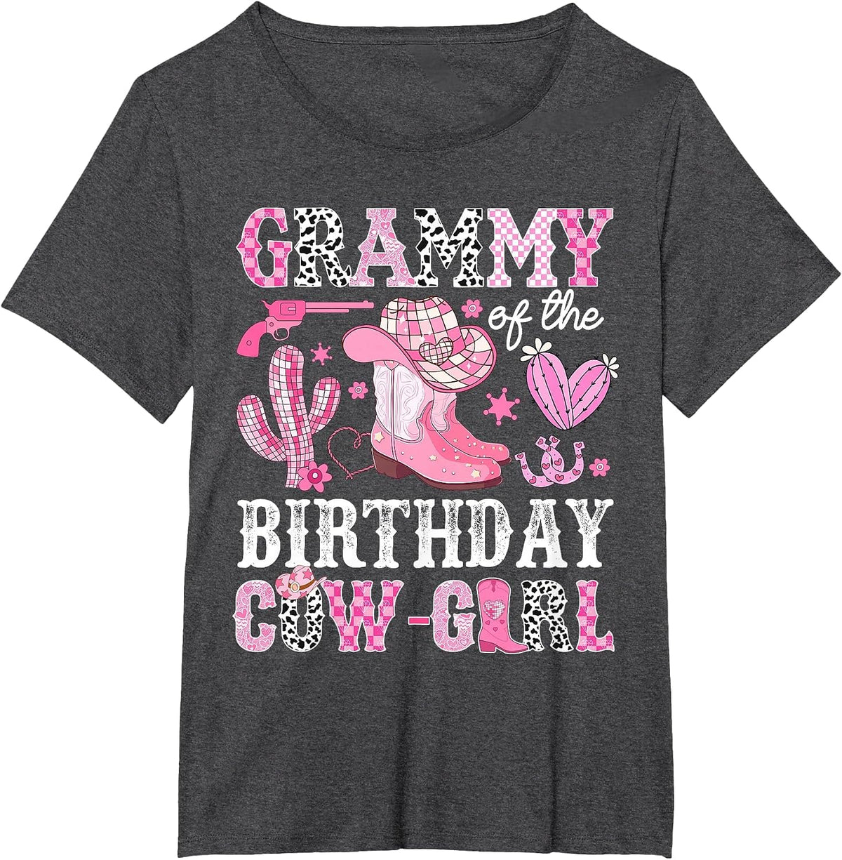 Grammy of The Birthday Cow-Girl Rodeo Cowgirl Bday T-Shirt - Dark Heather Grey