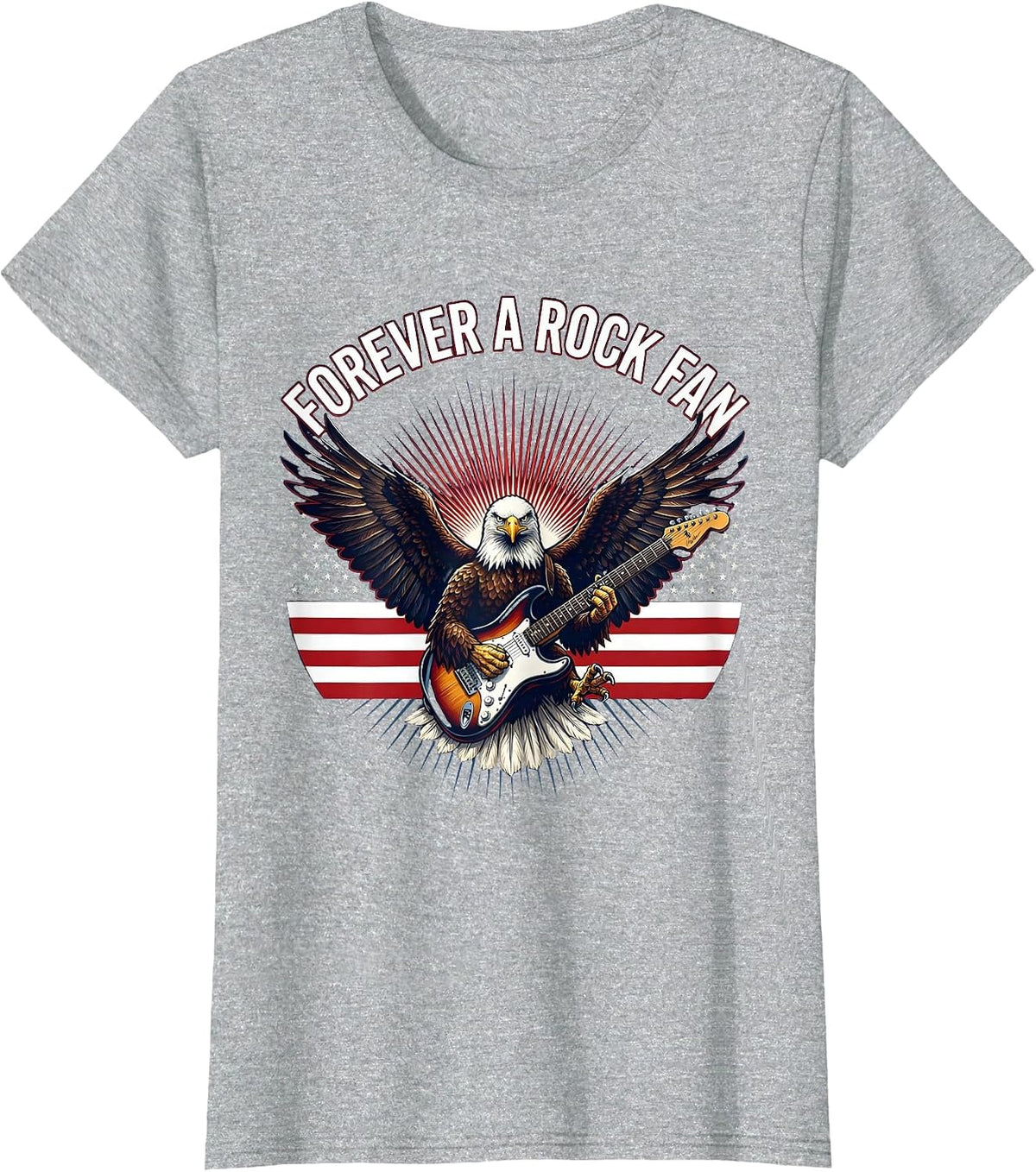 Women's Forever a Rock Fan Bold Music Lover Design T-Shirt - Heather Grey