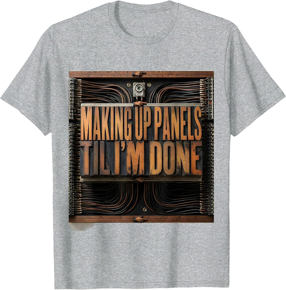 Men's Making Up Panels Til I'm Done Funny Electrician Skeleton T-Shirt - Heather Grey