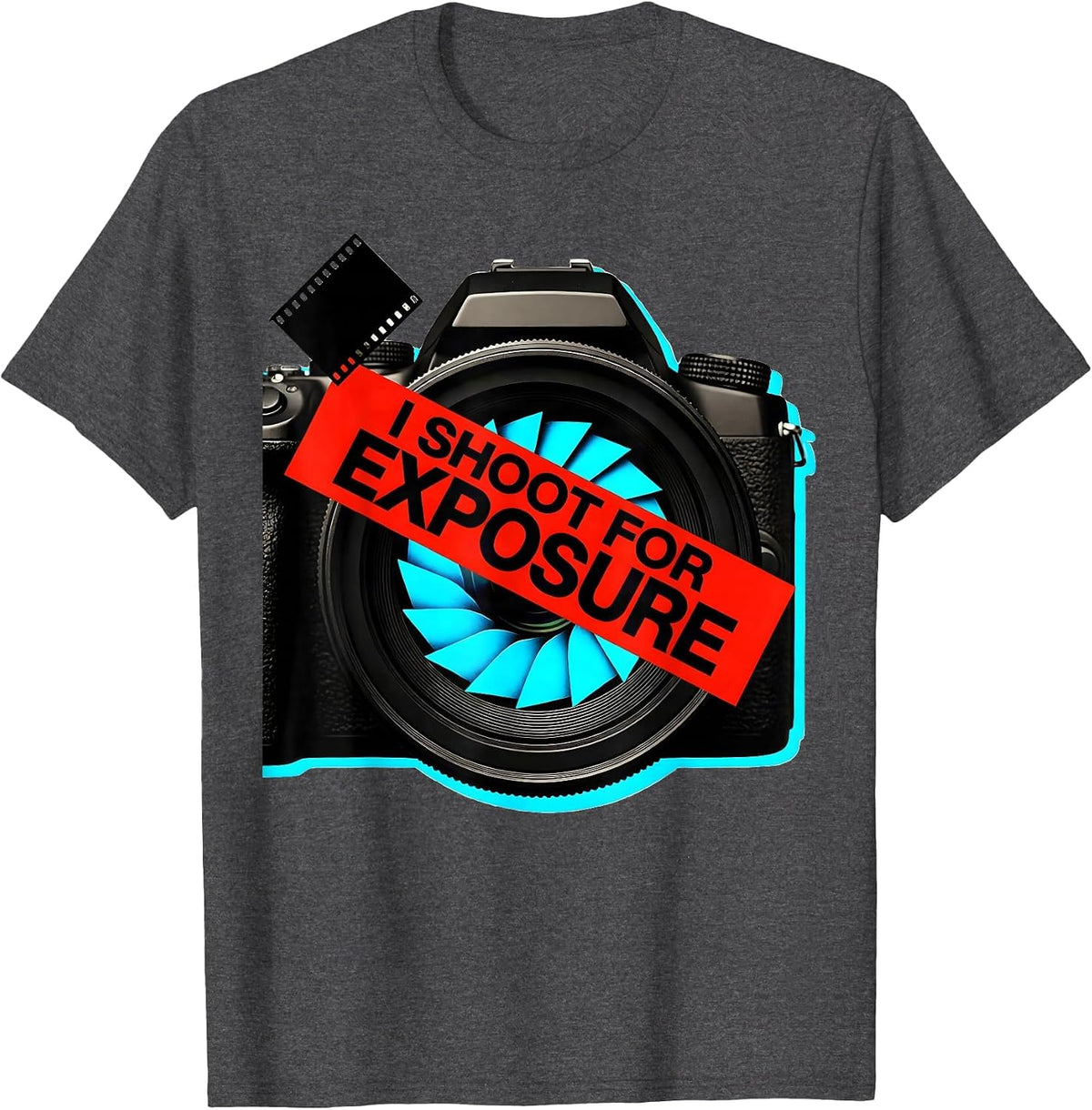 Men's I Shoot For Exposure Funny Photography Hobbyist Camera T-Shirt - Dark Heather Grey