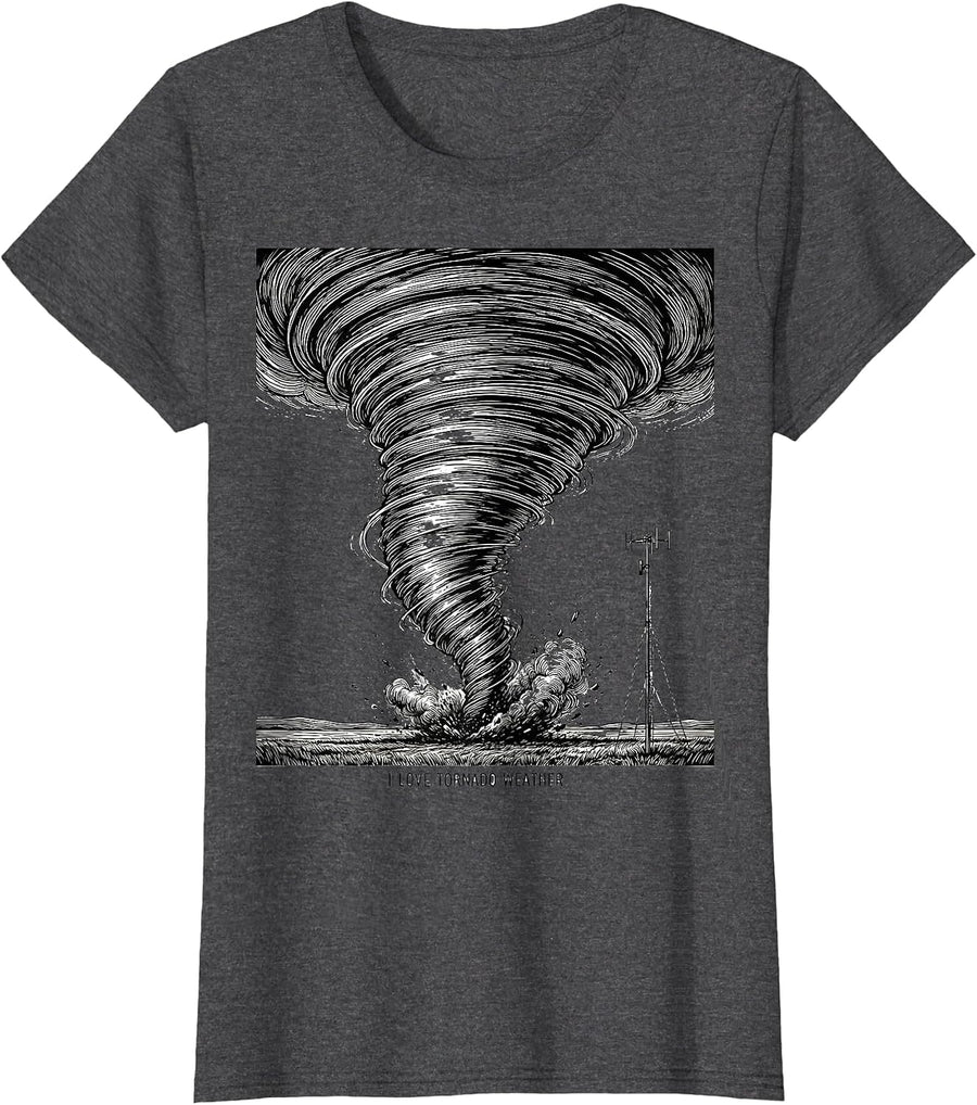 Women's I Love Tornado Weather Funny Storm Chaser Meteorology T-Shirt - Dark Heather Grey