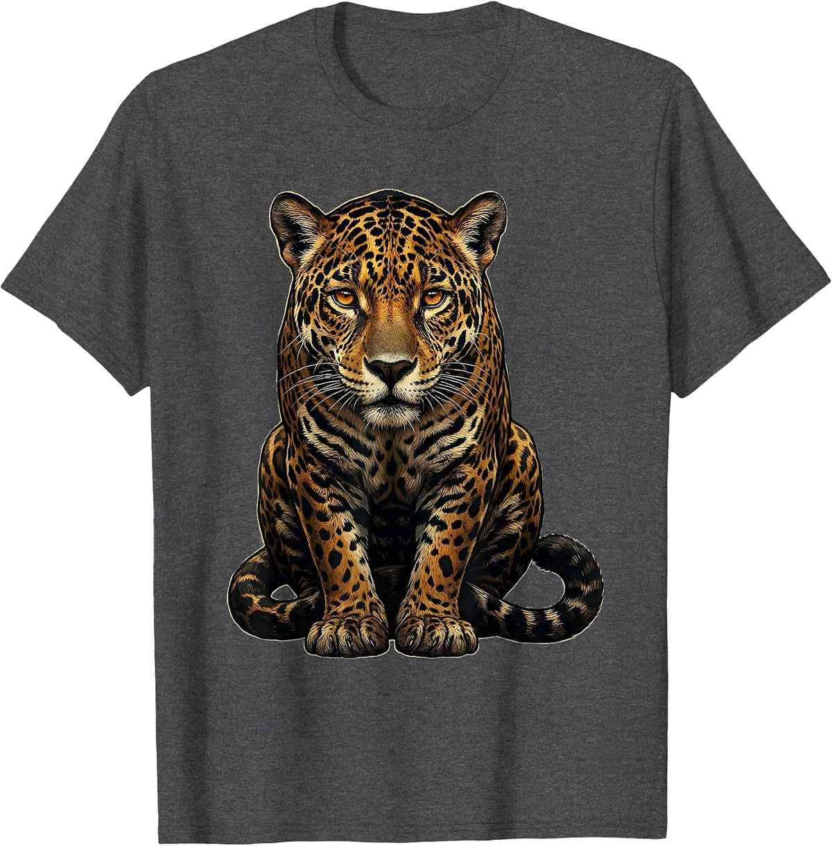 Men's Jaguar Big Cat Animal Lover Classic Car Enthusiast T-Shirt - Dark Heather Grey