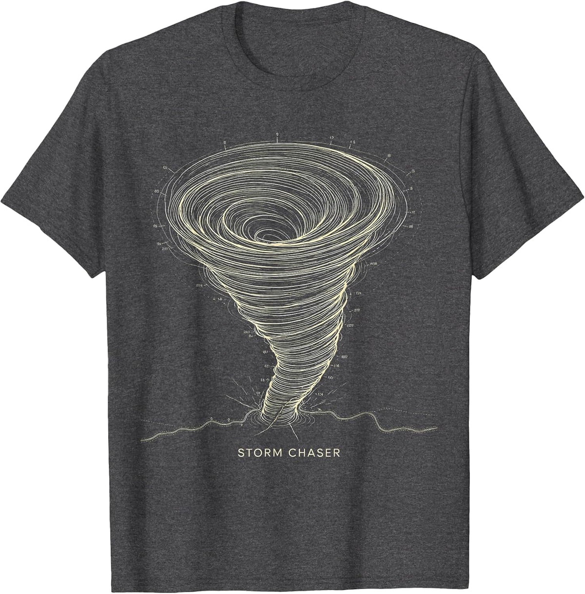 Storm Chaser Topographic Contour Tornado Meteorology T-Shirt - Dark Heather Grey