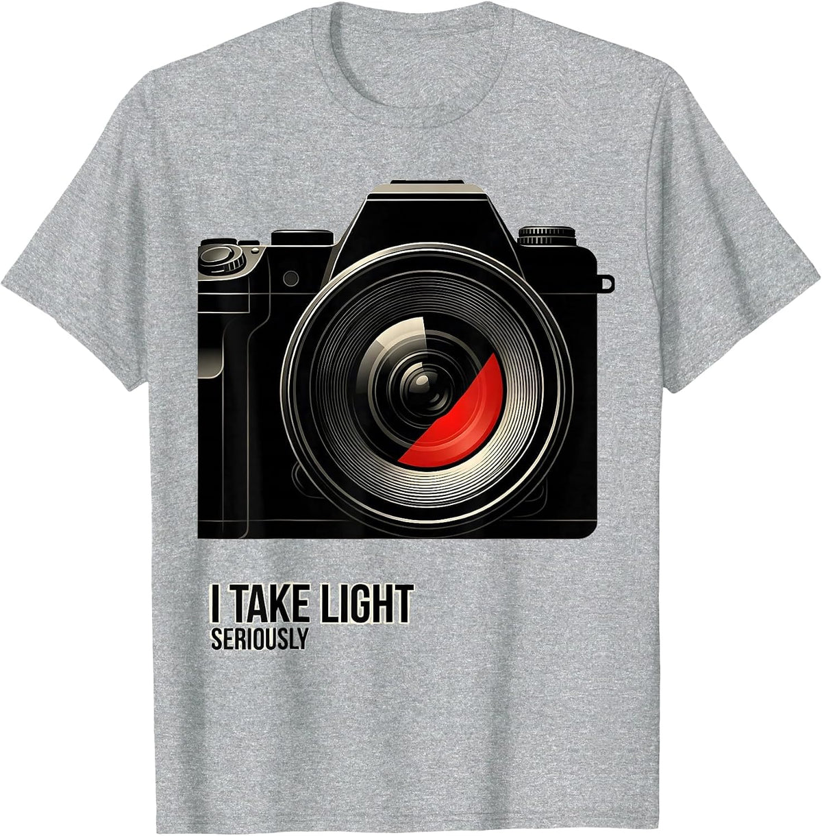 Men's I Take Light Seriously Funny Photography Hobbyist Camera T-Shirt - Heather Grey