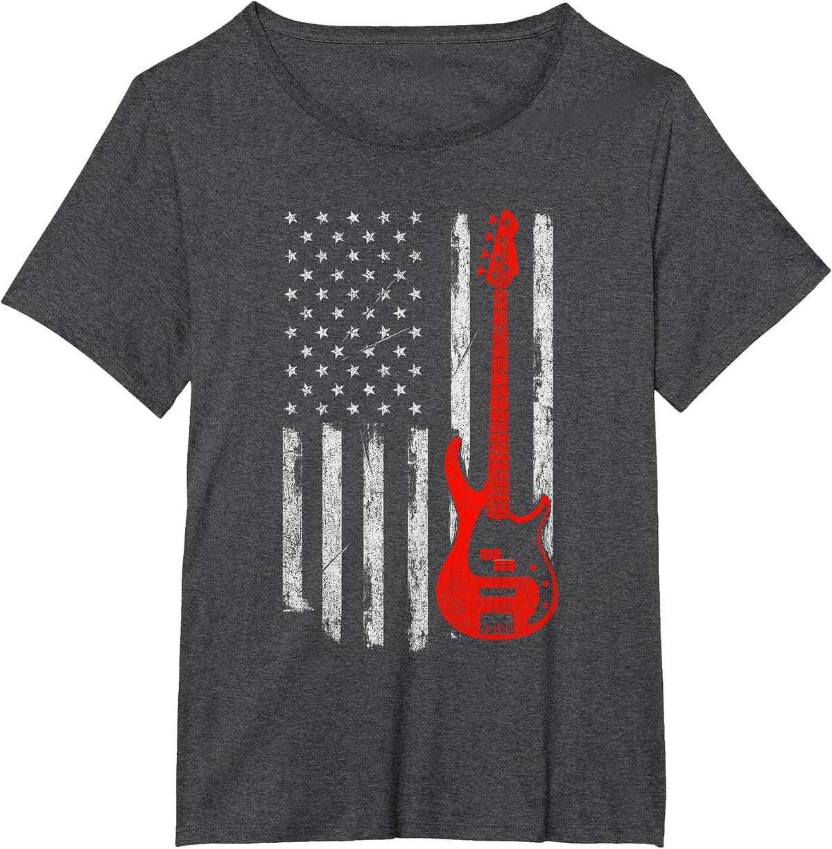 Bassist - USA American Flag Bass Guitar Player Musician T-Shirt - Dark Heather Grey