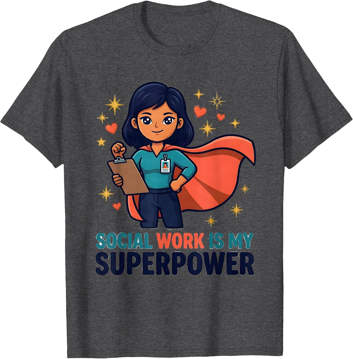 Men's SOCIAL WORK IS MY SUPERPOWER Inspirational Social Worker T-Shirt - Dark Heather Grey