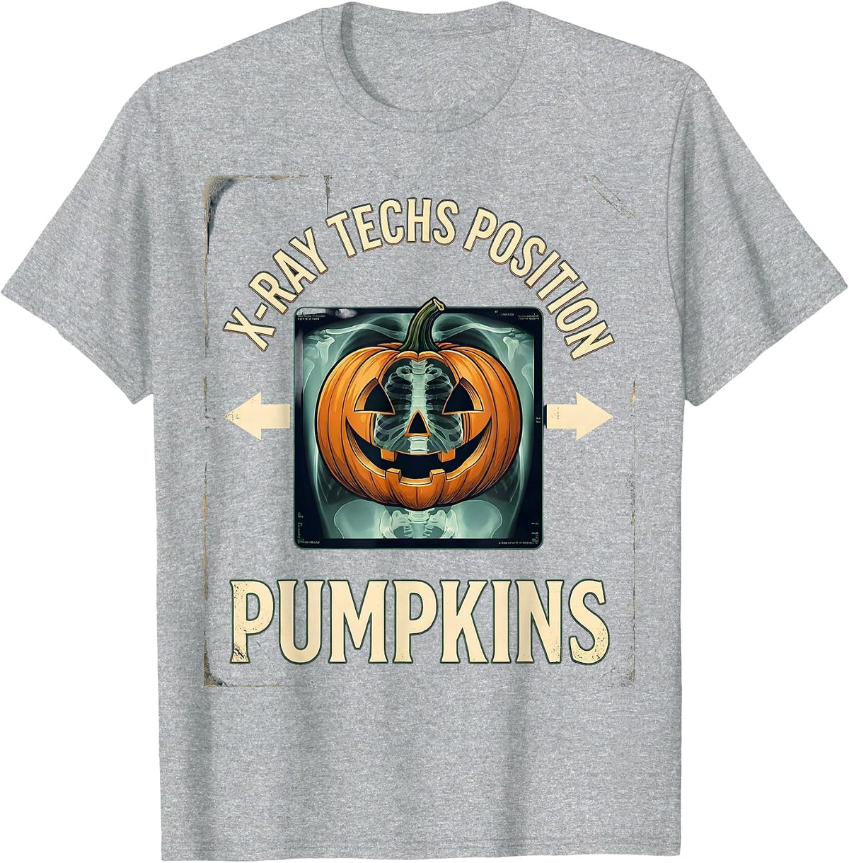 Men's X-Ray Techs Position Pumpkins Vintage Radiology Tech T-Shirt - Heather Grey