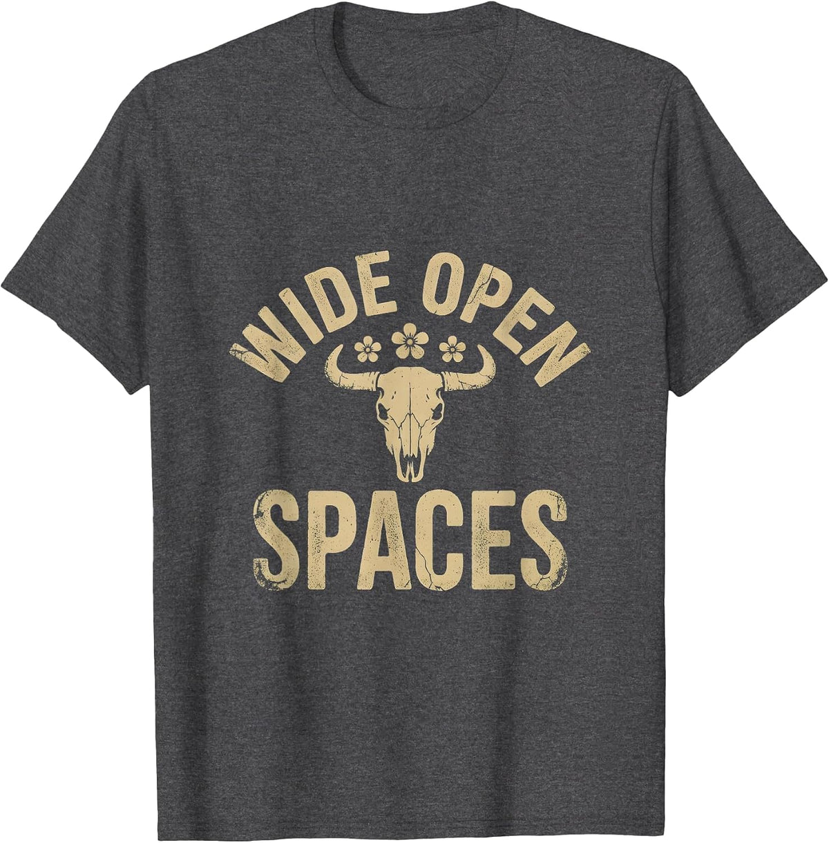 Wide Open Spaces Western Women Graphic Design T-Shirt - Dark Heather Grey