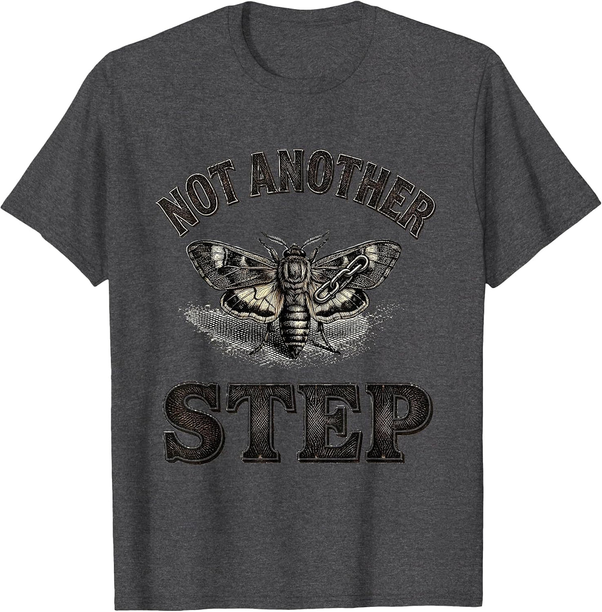 Men's Not Another Step Gothic Emo Alt Y2K Grunge Aesthetic T-Shirt - Dark Heather Grey