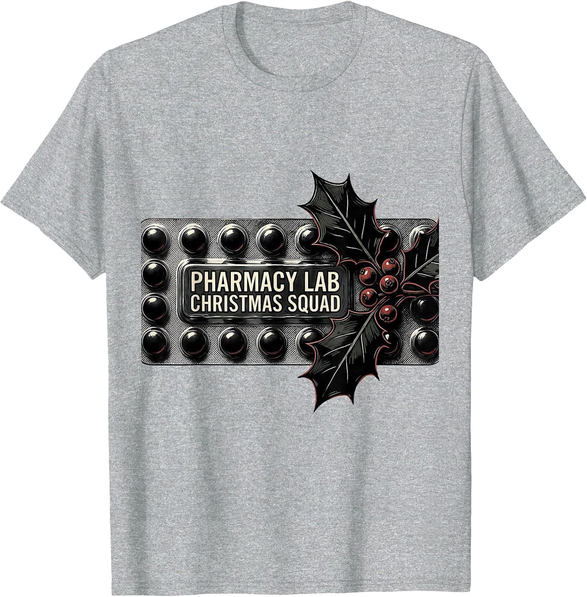 Men's Pharmacy Lab Christmas Squad Funny Pharmacy Tech Holiday T-Shirt - Heather Grey