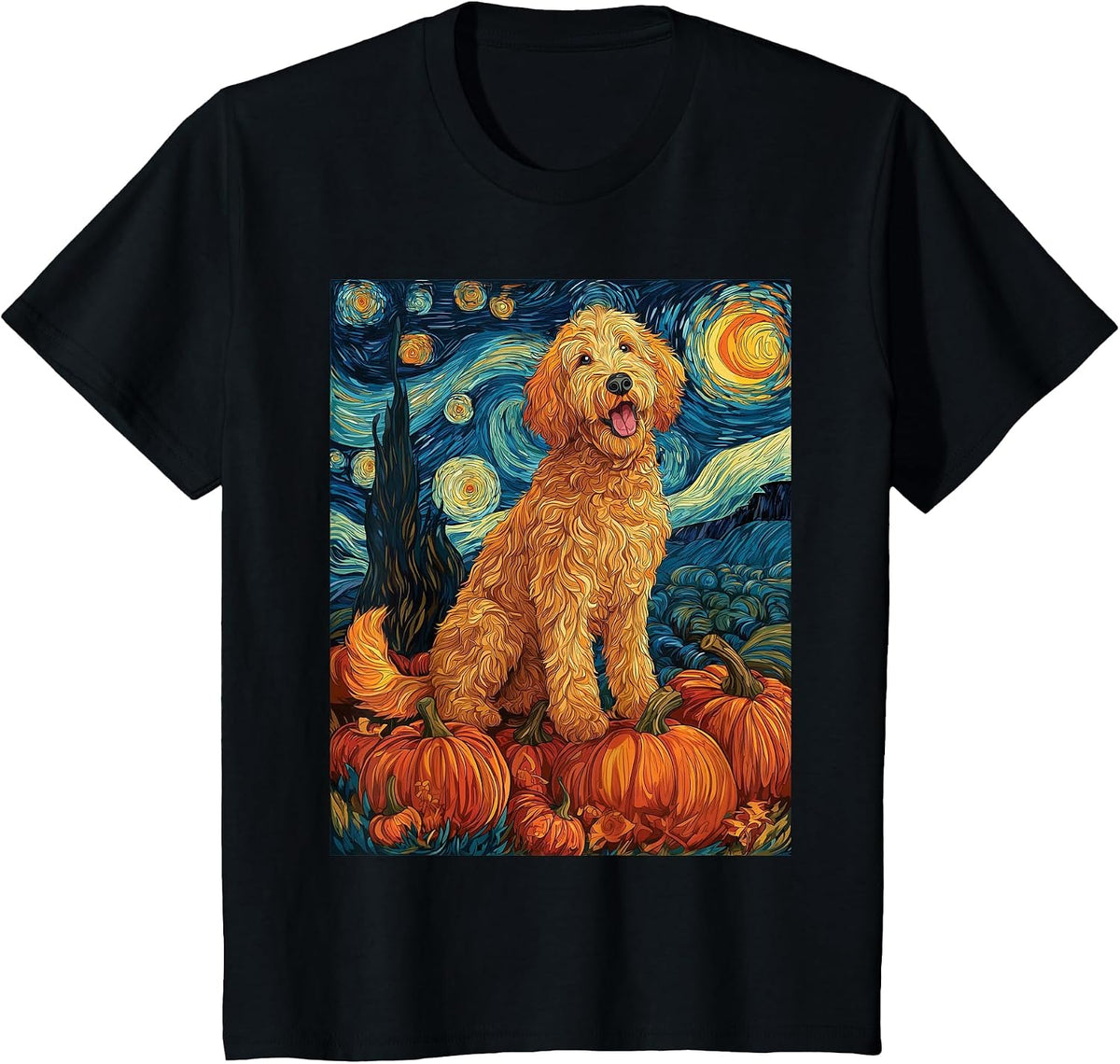 Cute Goldendoodle Fall Autumn Doodle Dog T-Shirt - Black