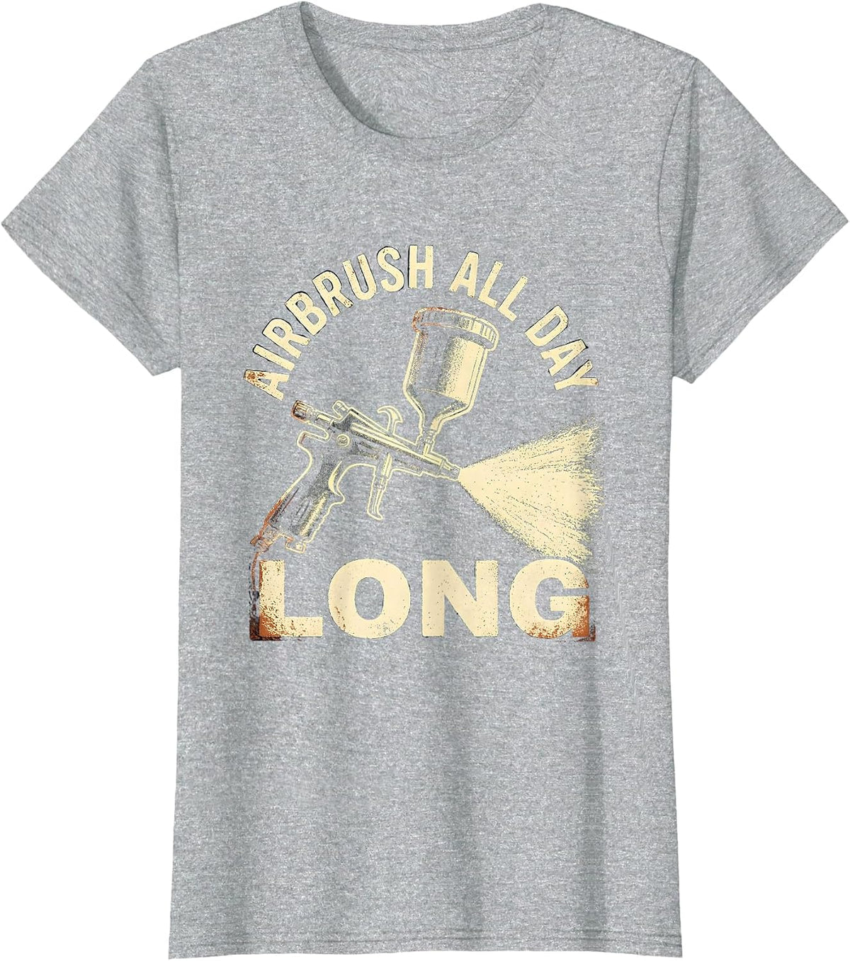 Women's Airbrush All Day Long Artistic Design T-Shirt - Heather Grey