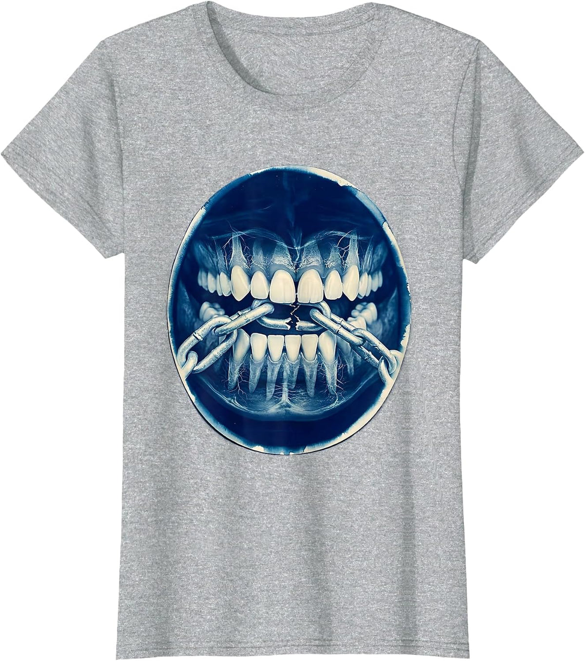 Resist Clenched Teeth Breaking Steel Chain Graphic T-Shirt - Heather Grey