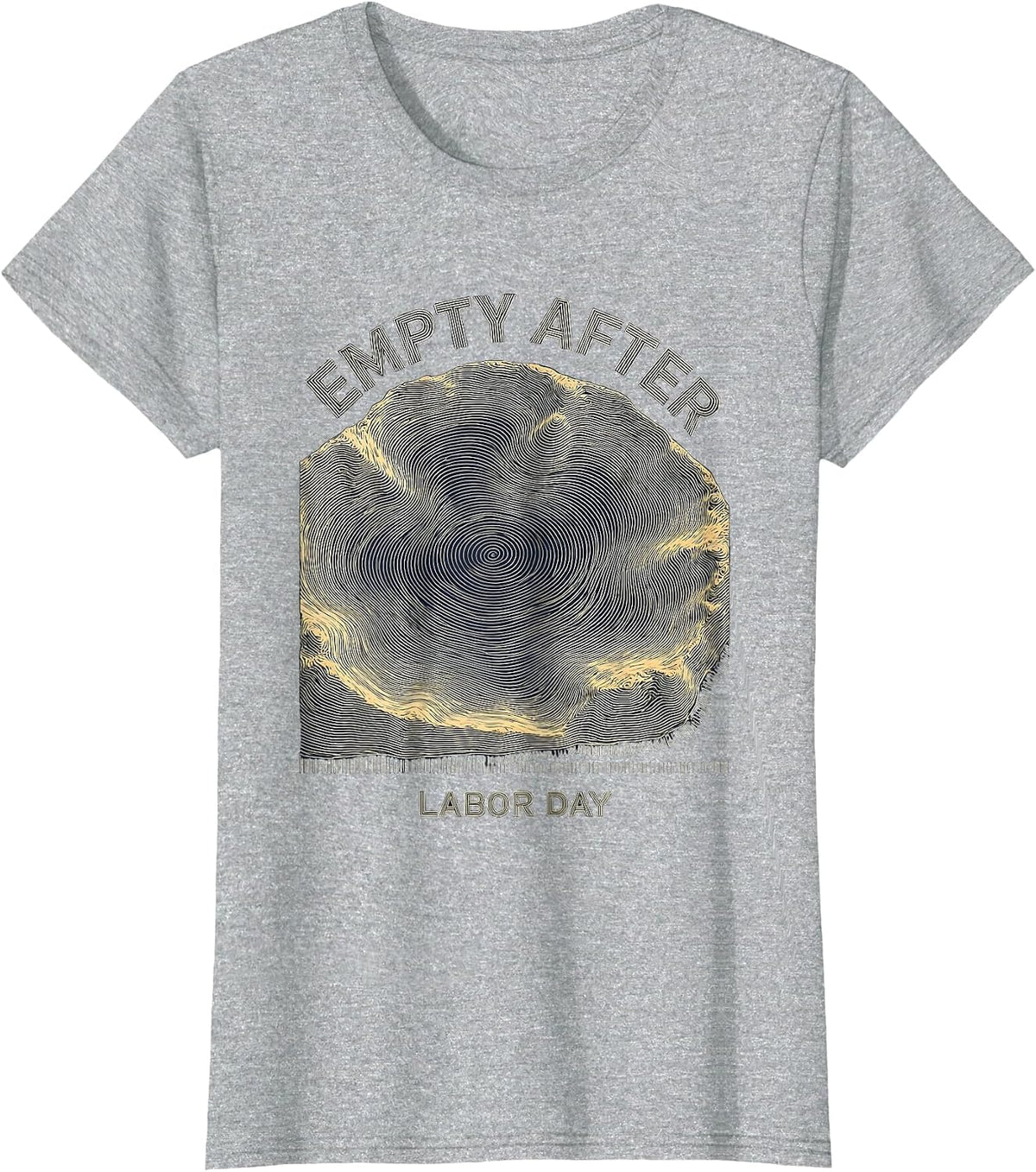 Women's Empty After Labor Day Bathymetric Lake Map Regional Pride T-Shirt - Heather Grey