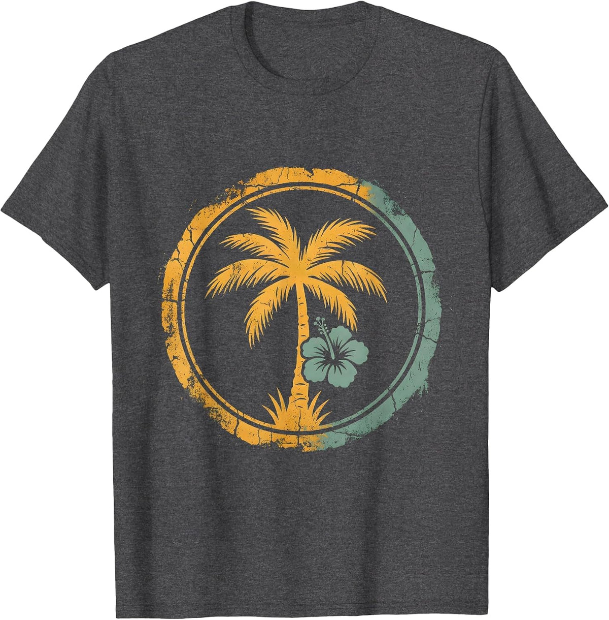 Aloha Surfer Riding Massive Curling Wave Art T-Shirt - Dark Heather Grey