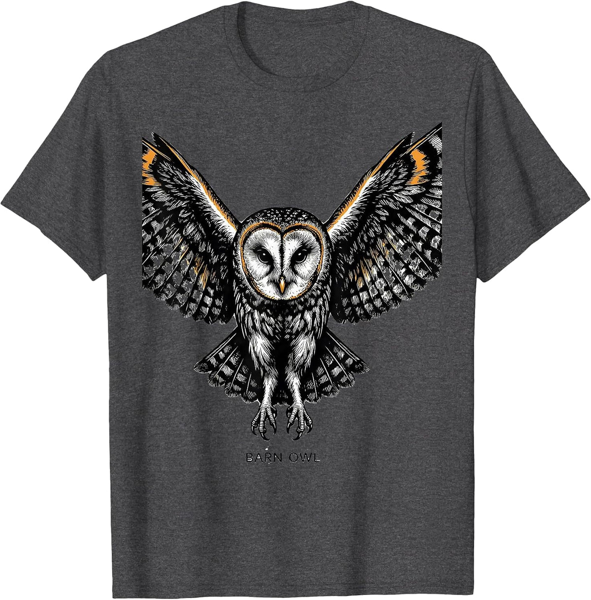 Men's Barn Owl Scratchboard Funny Owl Lover Bird Enthusiast T-Shirt - Dark Heather Grey