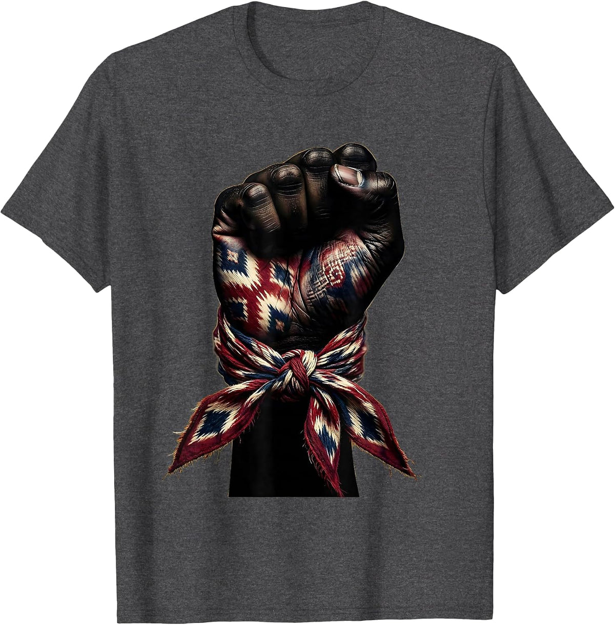 Men's Bandana Wrapped Fist Graphic Design T-Shirt - Dark Heather Grey