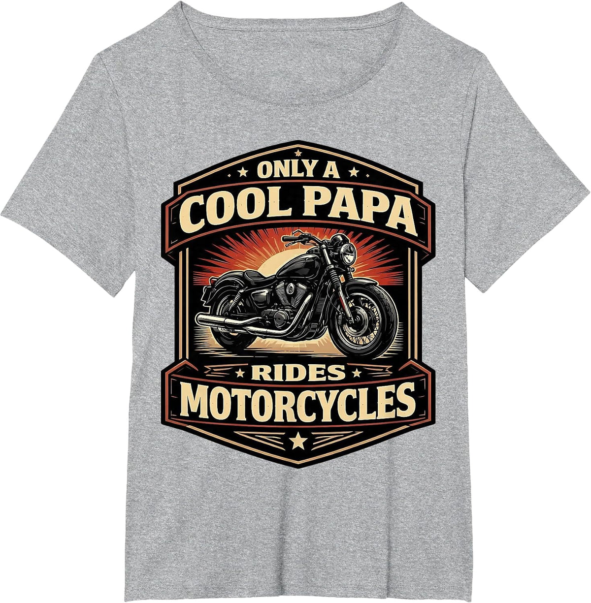 Only A Cool Papa Rides Motorcycles Father Classic Motorbike T-Shirt - Heather Grey