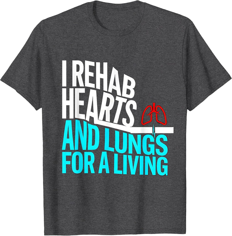 Men's I Rehab Hearts And Lungs For A Living New Wave T-Shirt - Dark Heather Grey