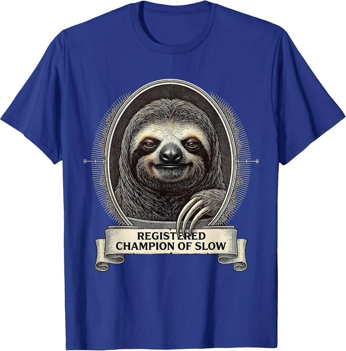 Registered Champion of Slow Funny Sloth Lover Gift T-Shirt - Royal Blue