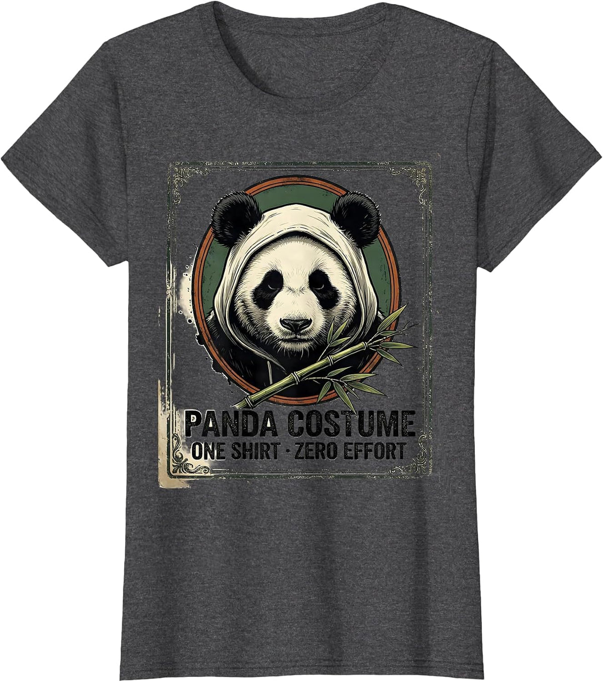 Women's Panda Costume: One Shirt, Zero Effort Vintage Funny Animal T-Shirt - Dark Heather Grey