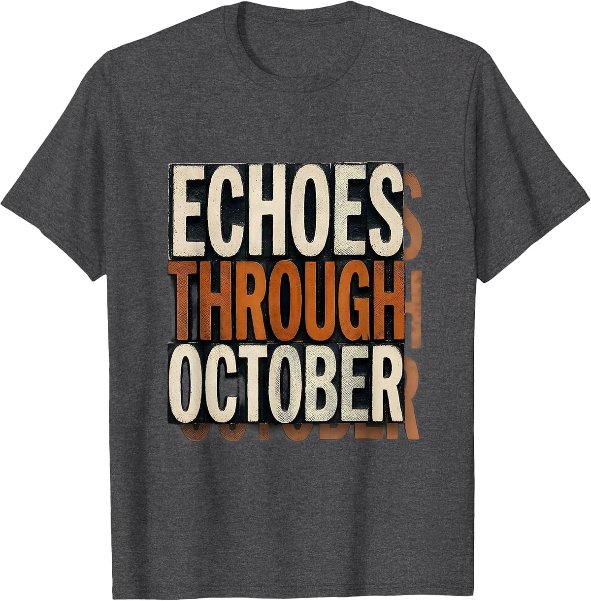 Men's Echoes Through October Funny Sonographer Ultrasound Tech T-Shirt - Dark Heather Grey