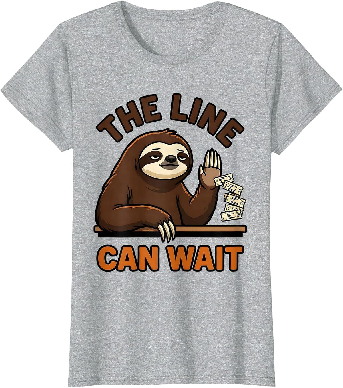 The Line Can Wait Funny Sloth Humor Gift for Sloth Lovers T-Shirt - Heather Grey