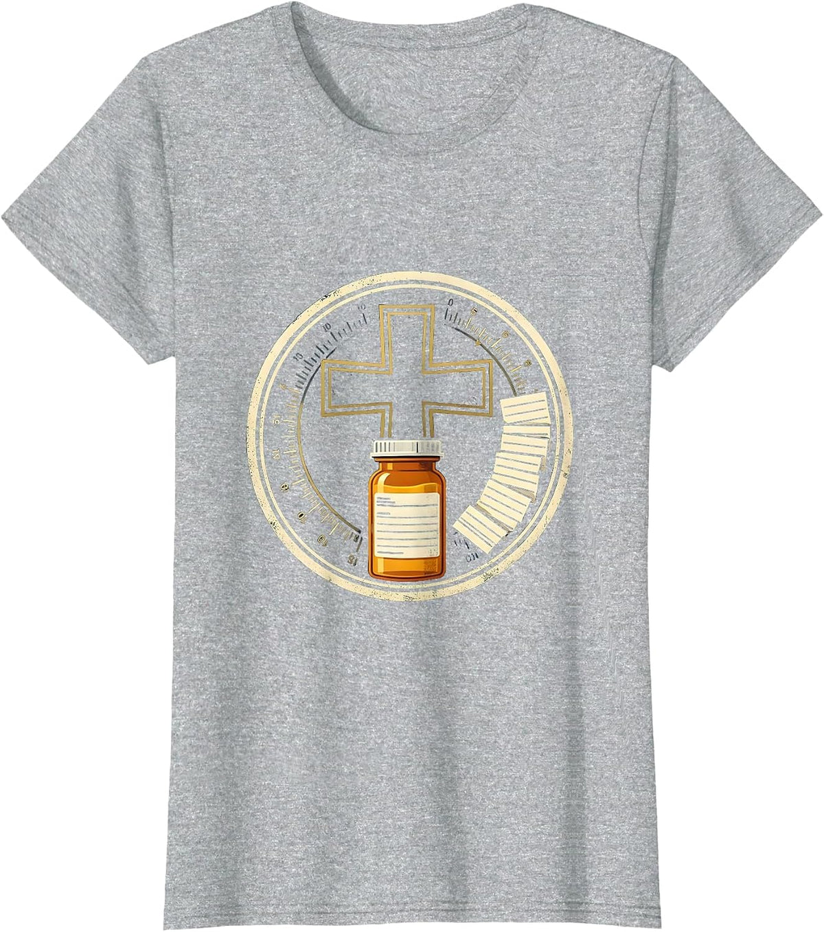 Women's Pharmacy Shield Badge Tech Crew Cute Occupation Pride T-Shirt - Heather Grey