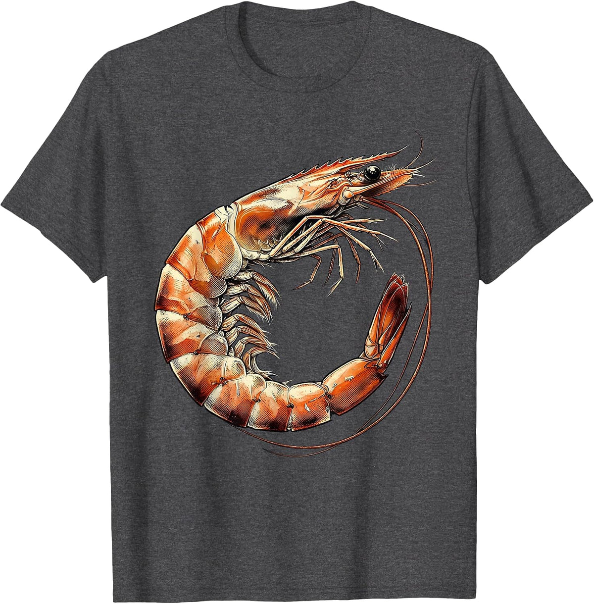 Gulf of America Curling Shrimp Illustration T-Shirt - Dark Heather Grey