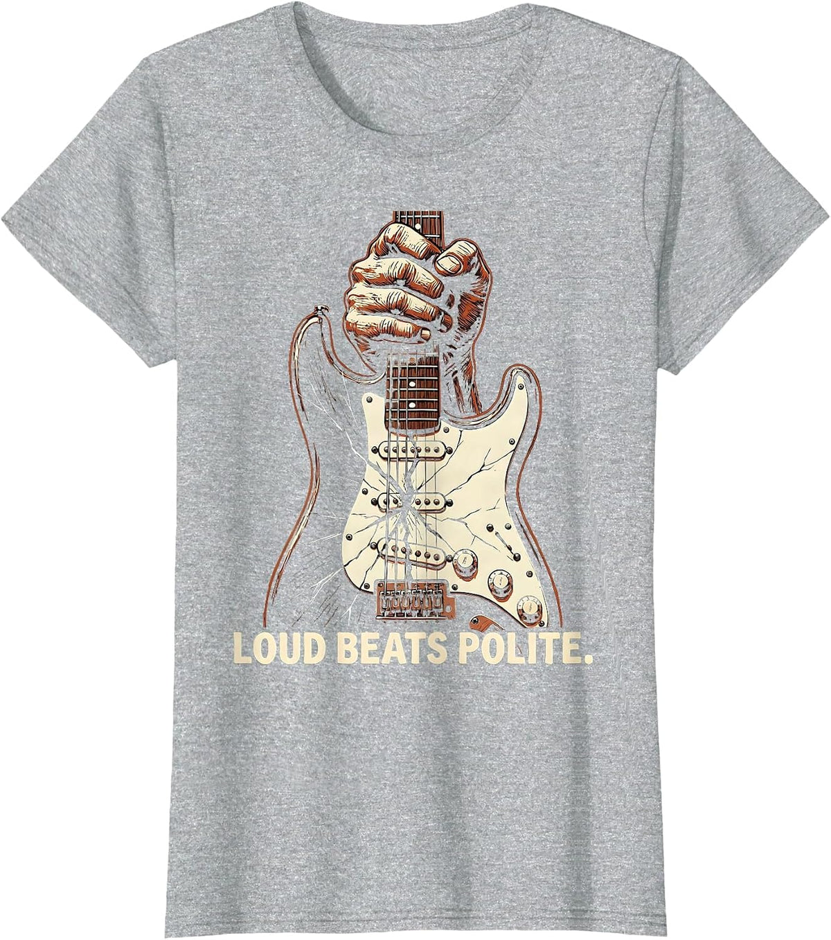 Loud Beats Polite Grunge Music Design T-Shirt - Heather Grey