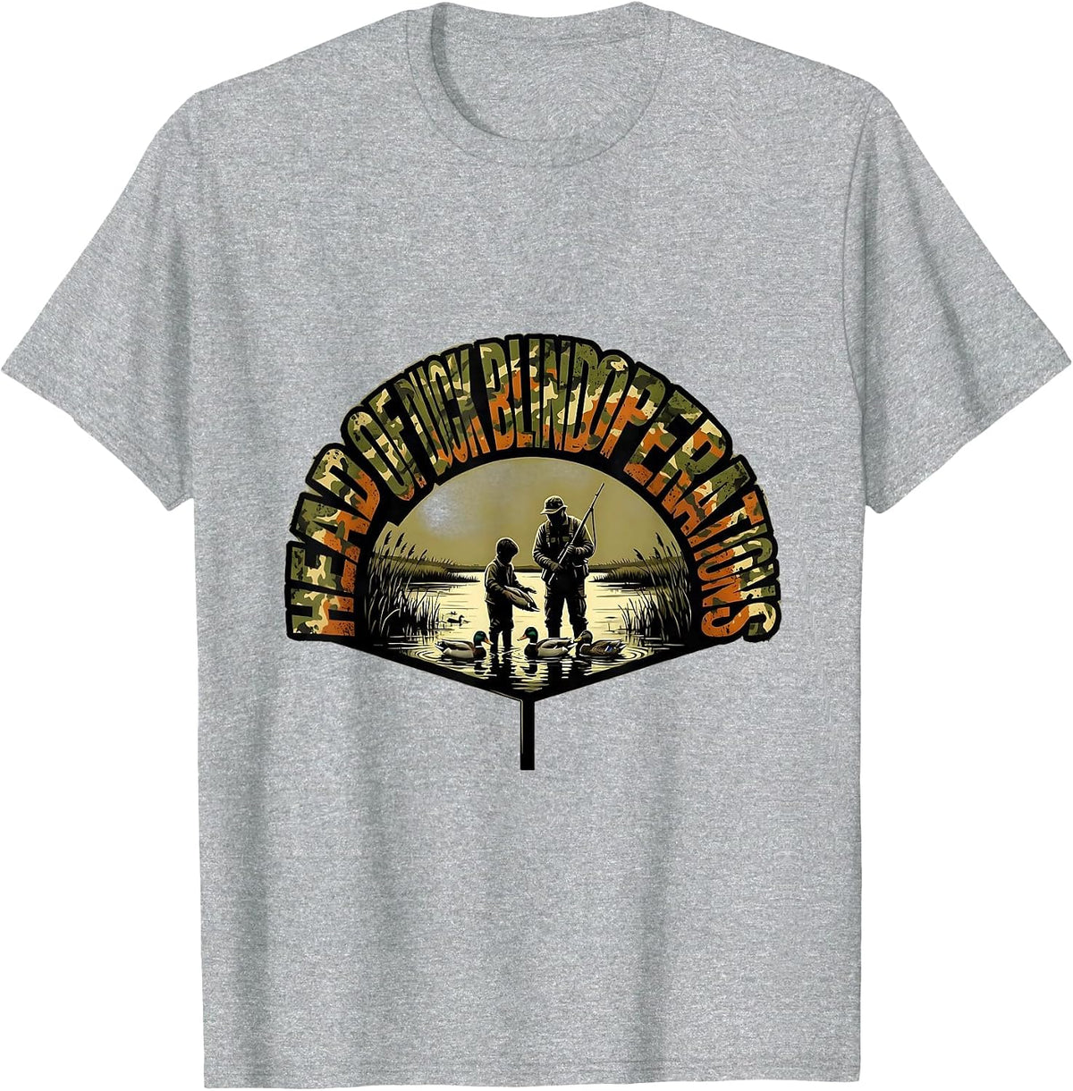 Men's Head Of Duck Blind Operations Funny Duck Hunting Dad Humor T-Shirt - Heather Grey