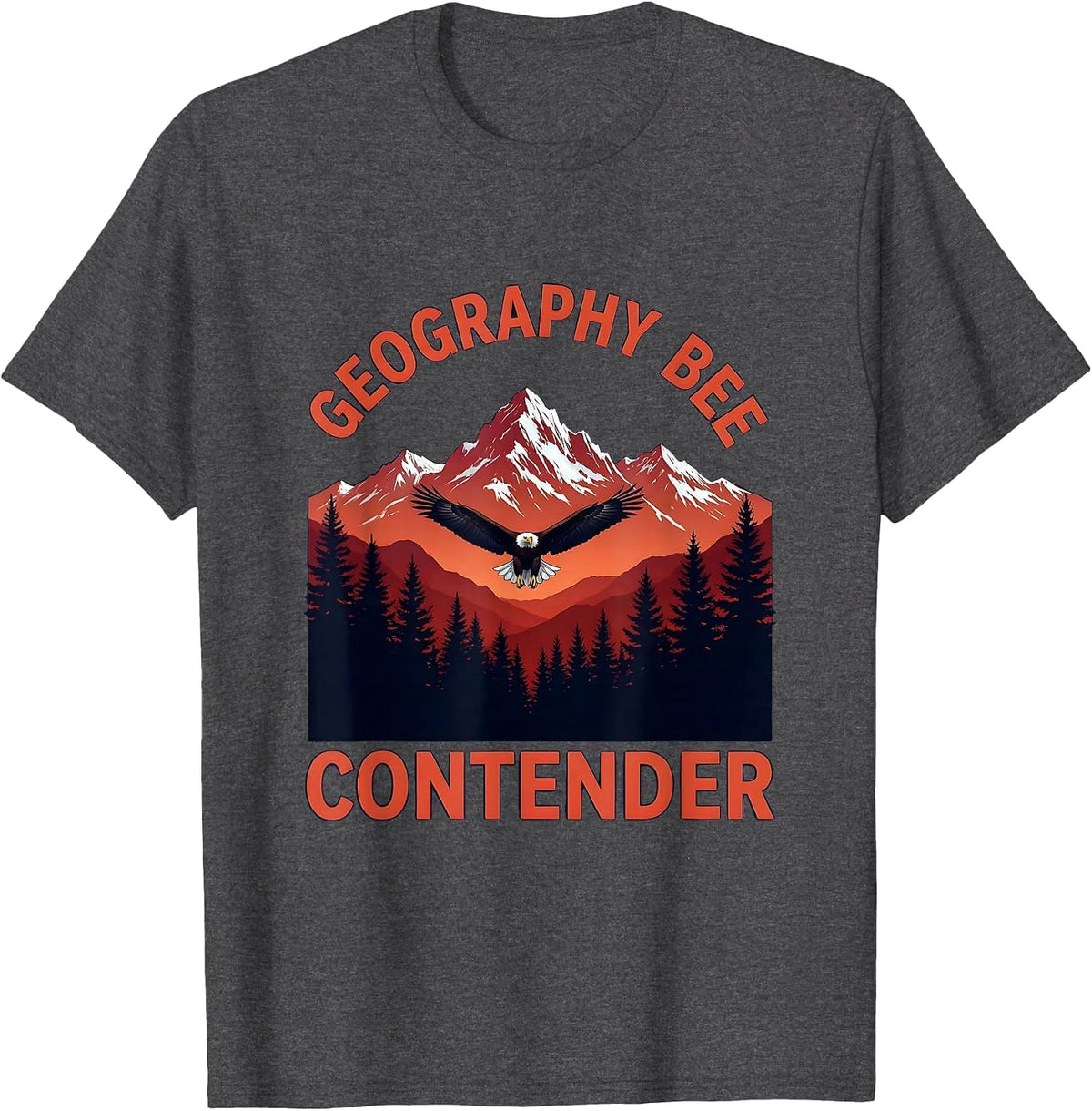 4th Grade Geography Bee Contender Design T-Shirt - Dark Heather Grey