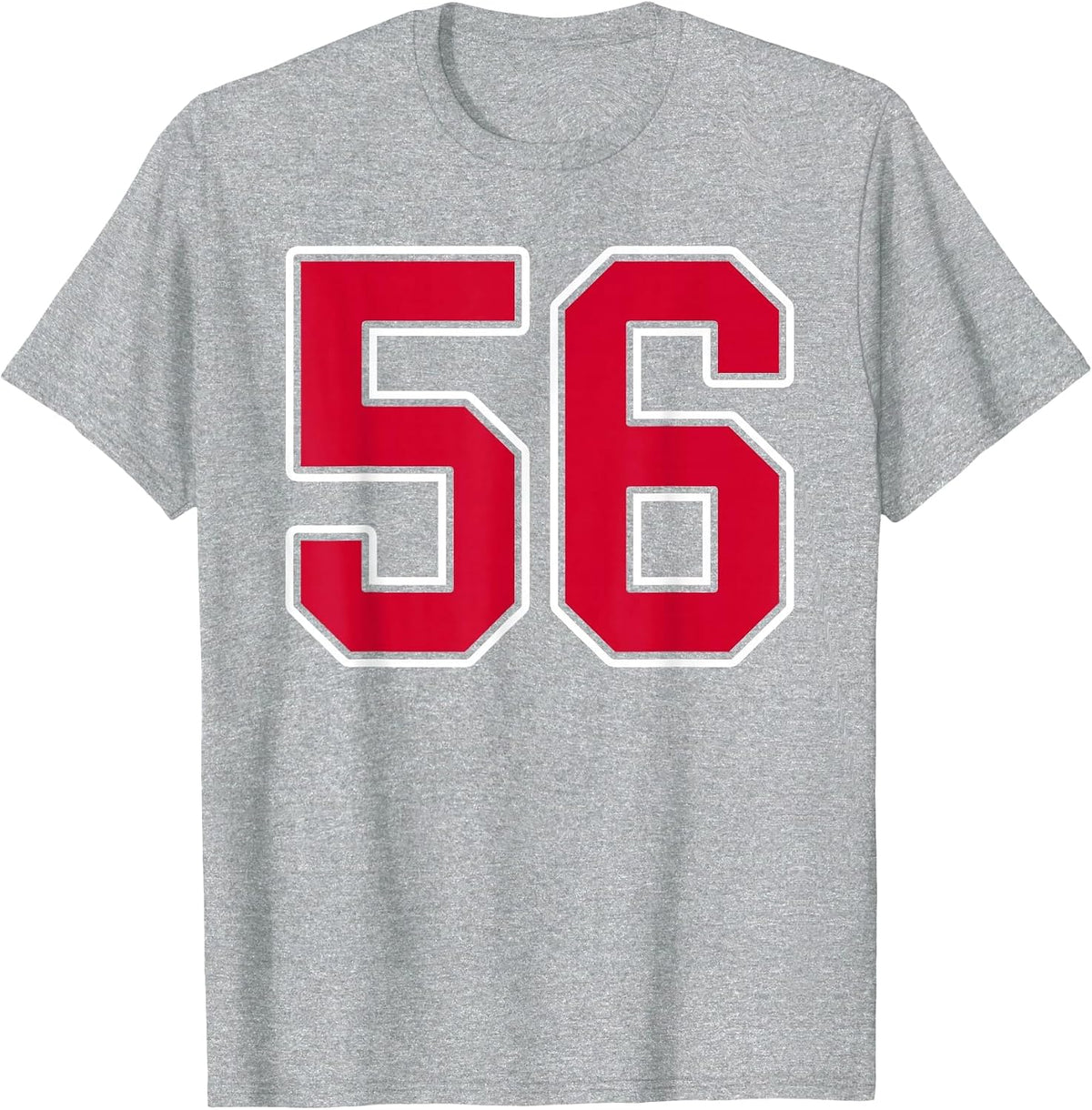 Red White Number 56 Jersey Player Uniform #56 T-Shirt - Heather Grey