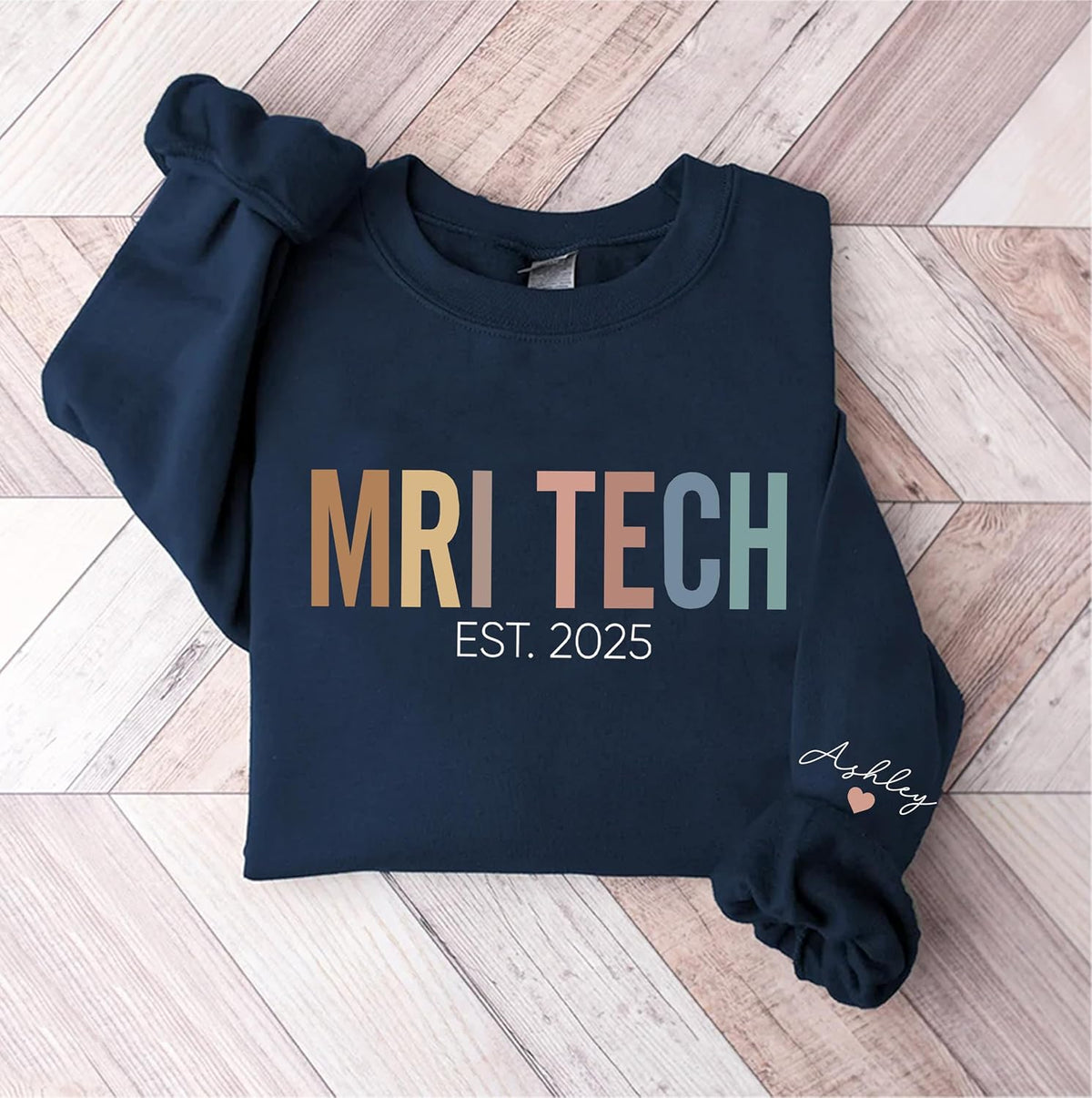 Personalized MRI Tech Sweatshirt, Custom Radiology Shirt, MRI Technician Gift, Gift for Imaging Specialist - size chart