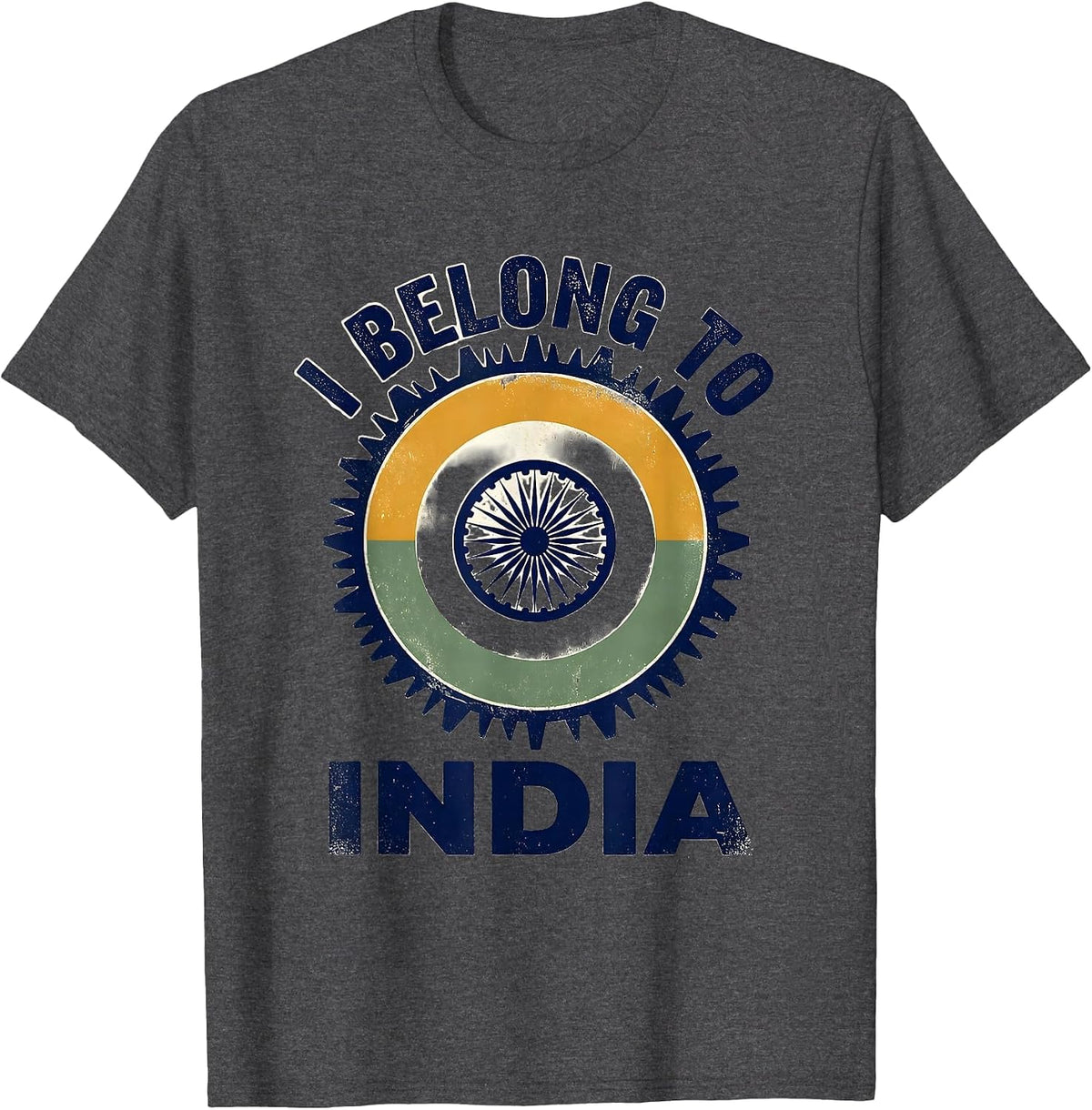 I Belong To India Distressed Indian Flag National Pride T-Shirt - Dark Heather Grey