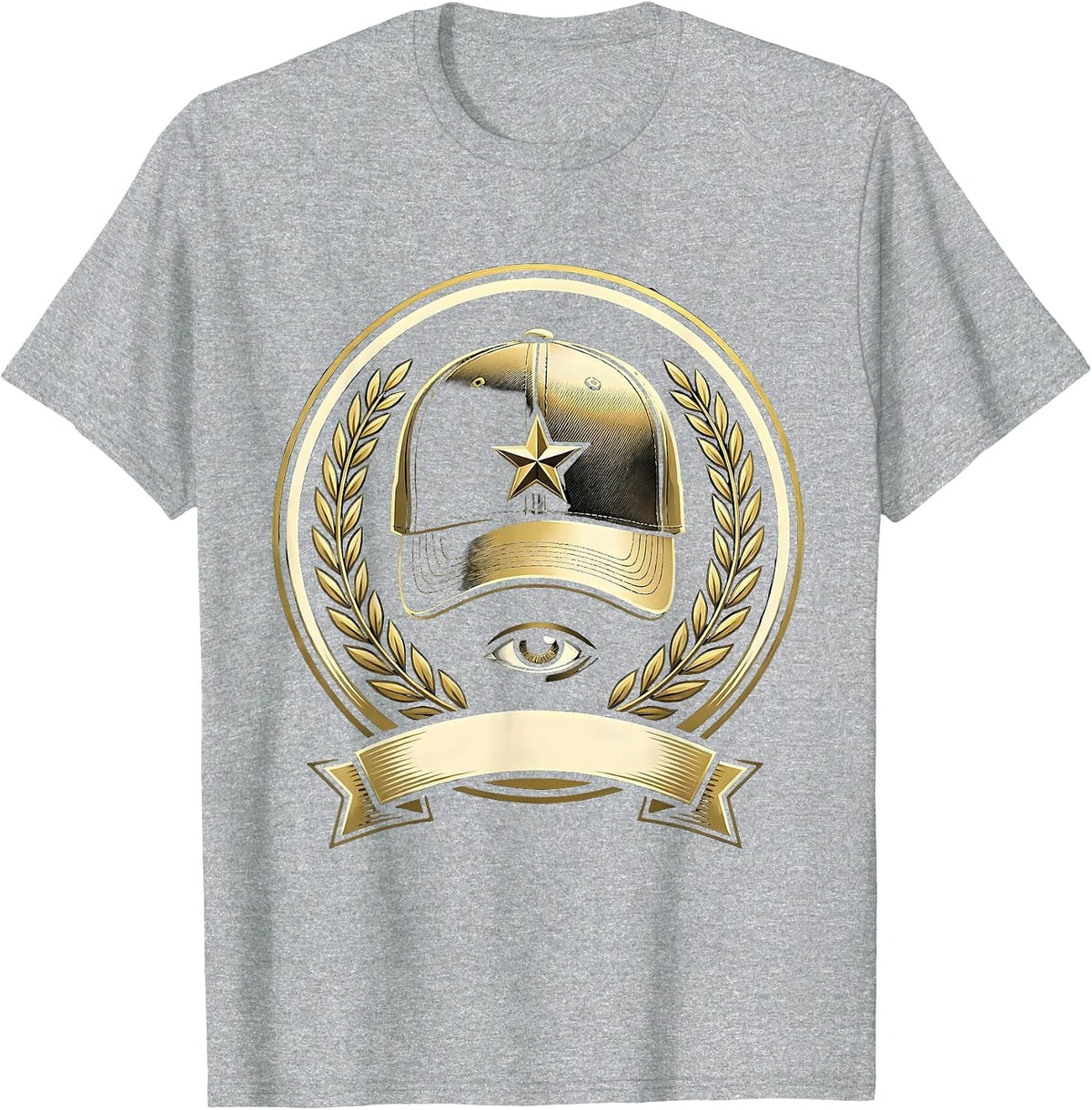Men's Fitted Cap Tilted Hip Hop Graphic Design T-Shirt - Heather Grey