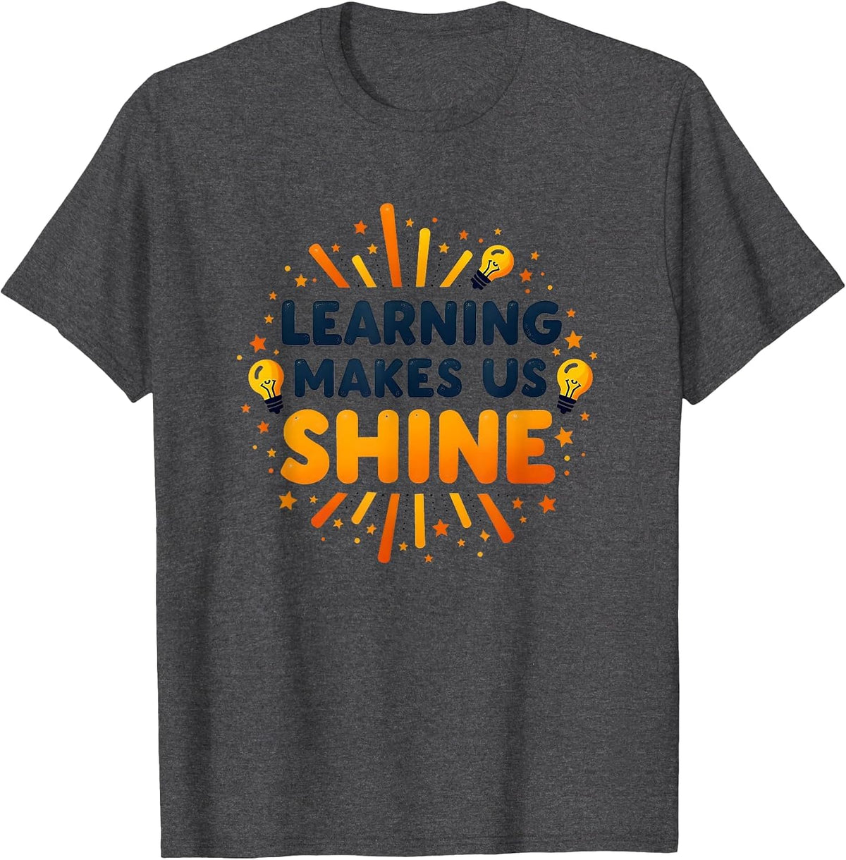Learning Makes Us Shine Educational Kids Design T-Shirt - Dark Heather Grey