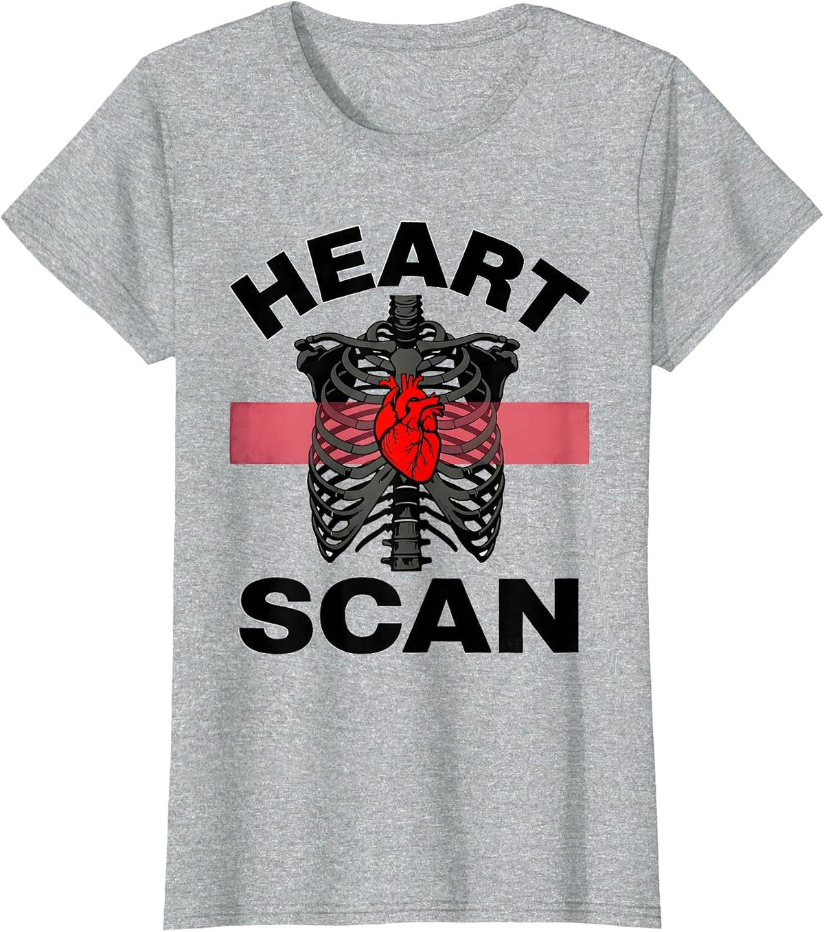 Heart Scan Funny Radiology Tech Valentine Skeleton Humor T-Shirt - Heather Grey