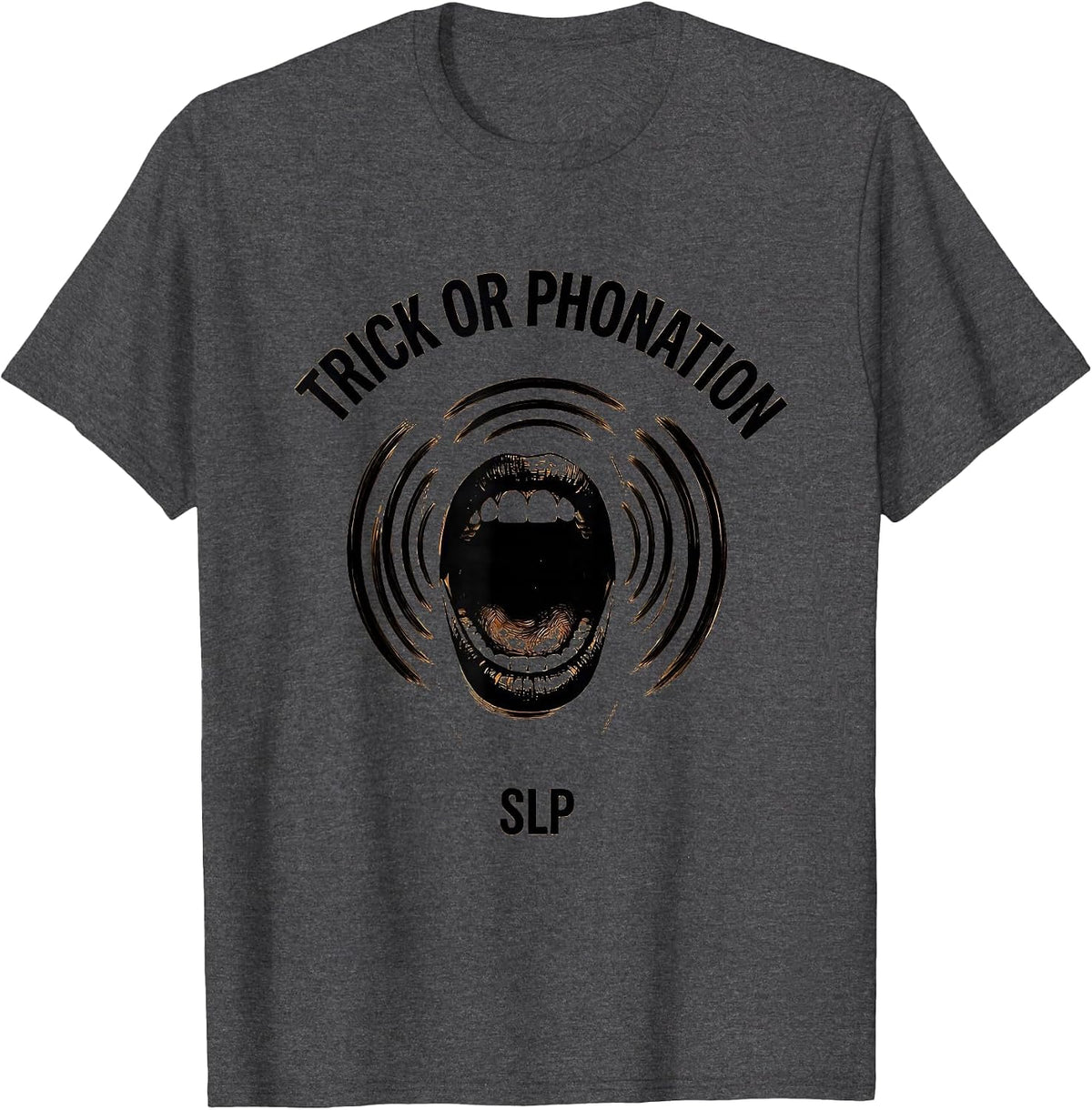Trick Or Phonation SLP Minimalist Halloween Physical Therapy T-Shirt - Dark Heather Grey