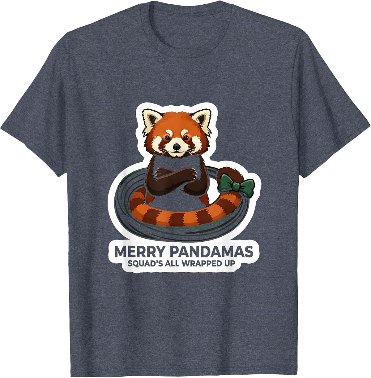 Merry Pandamas Squad's All Wrapped Up Cute Red Panda Lover T-Shirt - Heather Blue