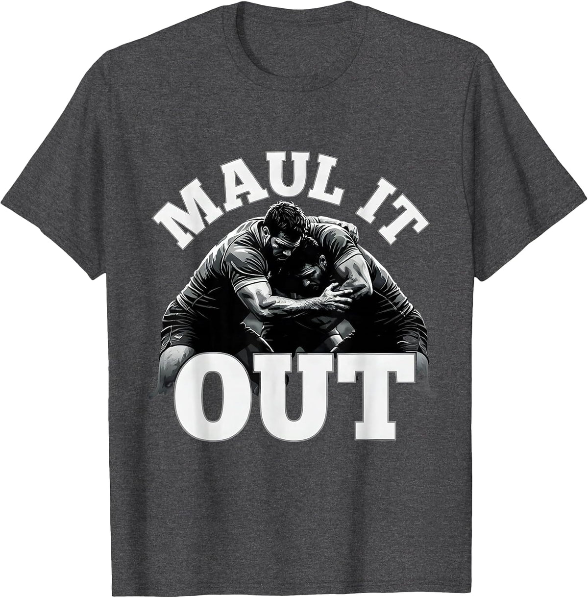 Men's Maul It Out Rugby Graphic Design T-Shirt - Dark Heather Grey