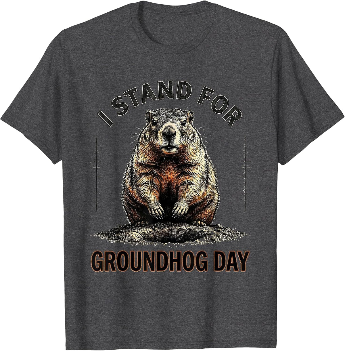 I Stand For Groundhog Day Funny Vintage Groundhog Day Gift T-Shirt - Dark Heather Grey