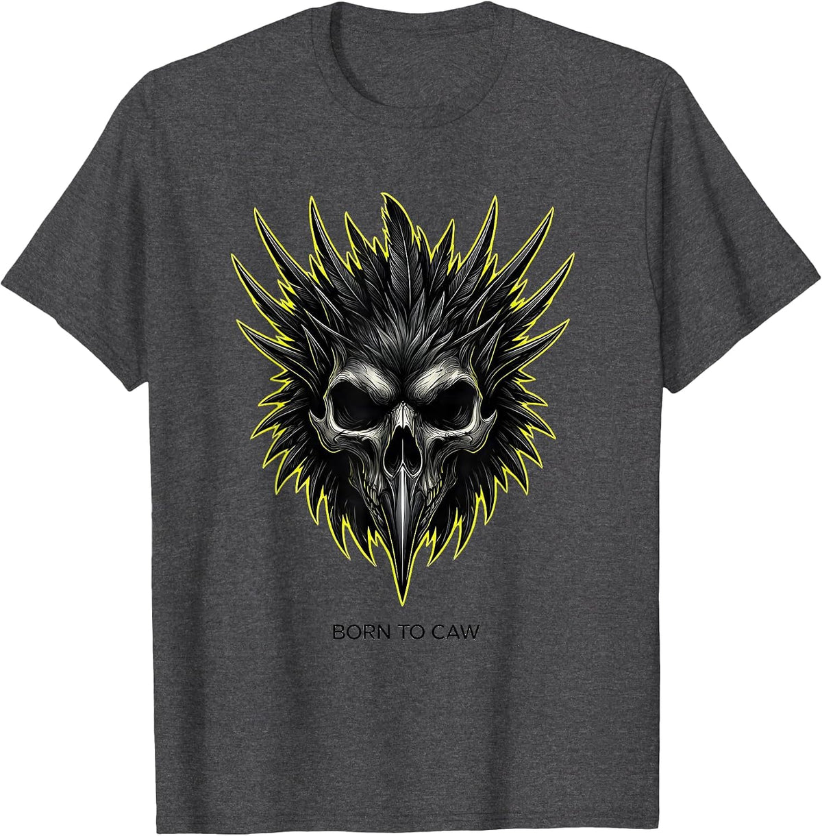 Born to Caw Crow Lover Graphic Design T-Shirt - Dark Heather Grey
