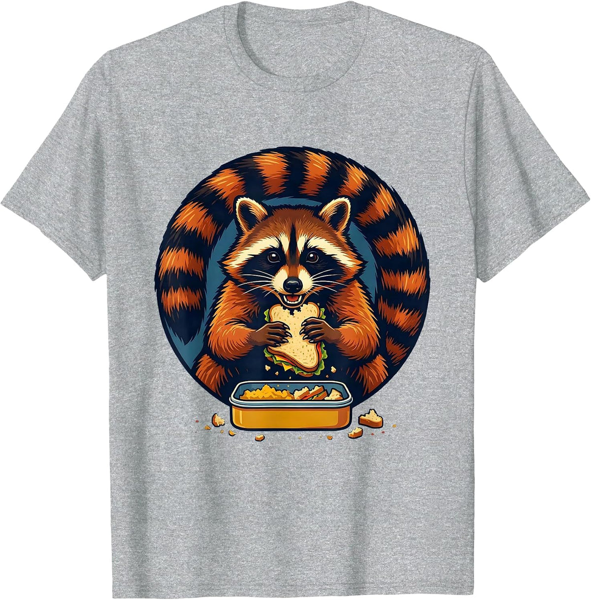 Men's Trash Panda Raccoon Snack Stealer Screenprint Humor T-Shirt - Heather Grey