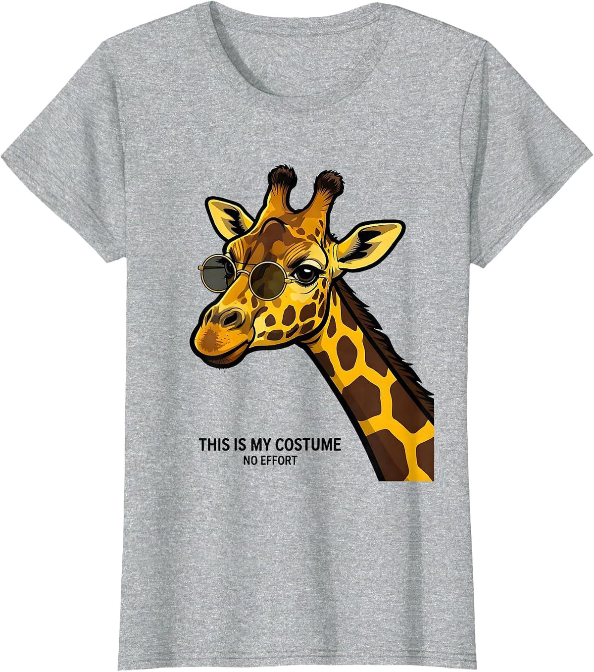 Women's This Is My Costume No Effort Funny Giraffe Sunglasses Safari T-Shirt - Heather Grey