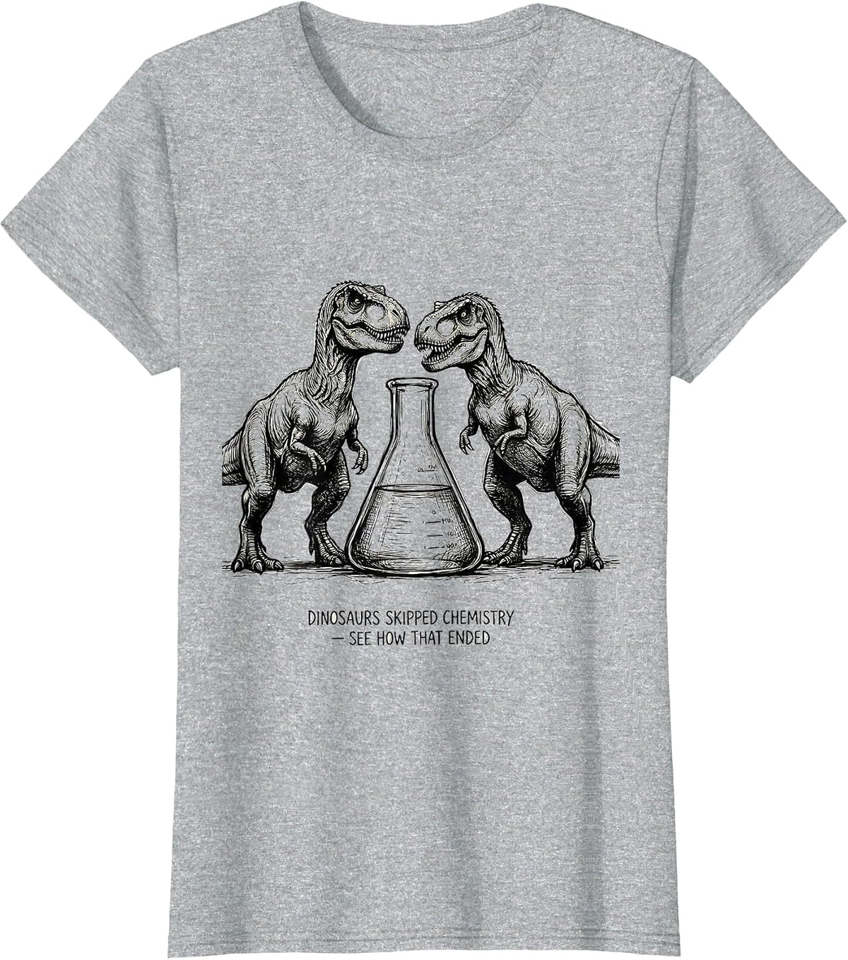 Dinosaurs Skipped Chemistry See How That Ended Teacher T-Shirt - Heather Grey